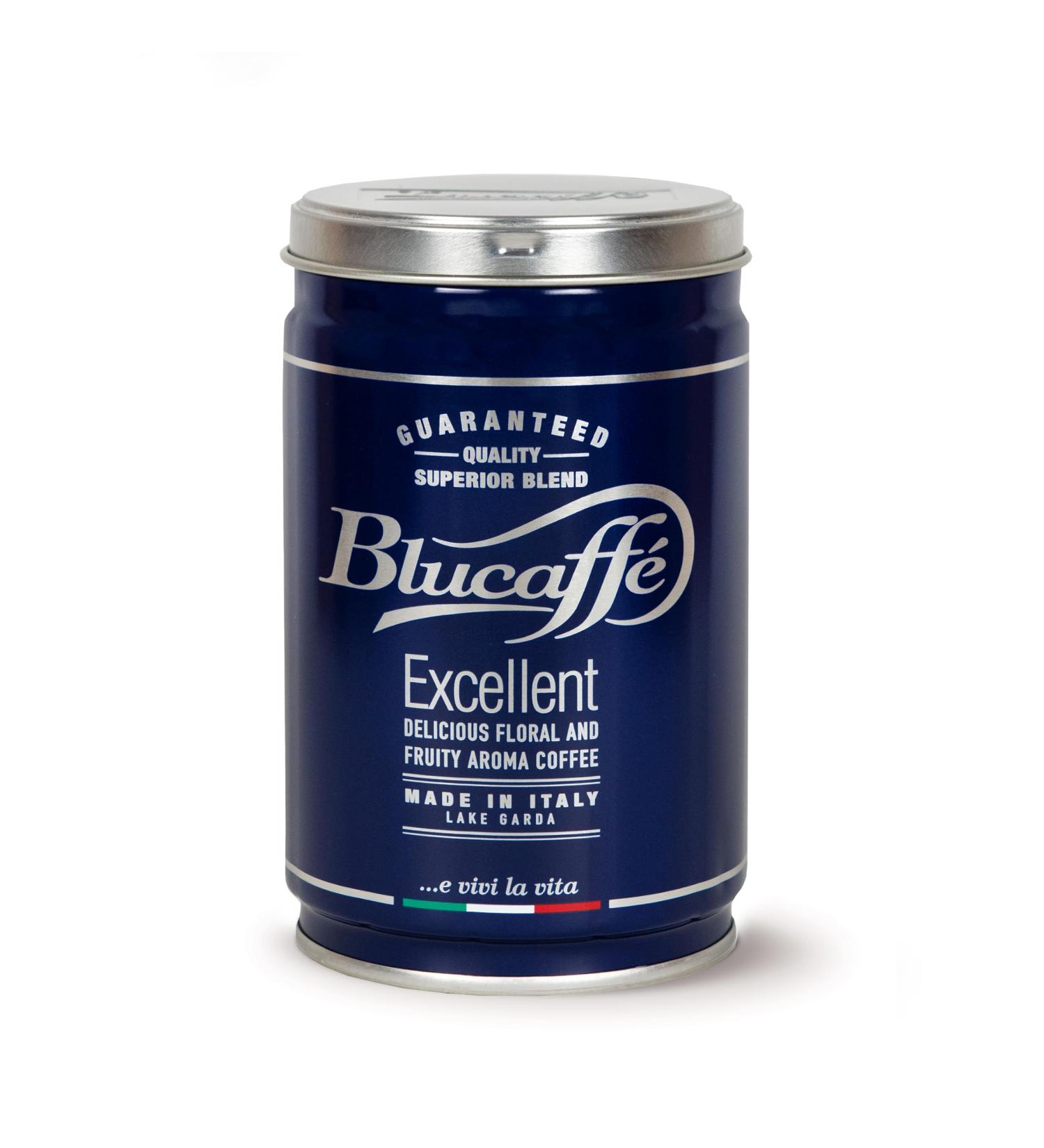 LUCAFF Blucaff Coffee beans 250 g steel jar preserves aroma Gourmet Arabica coffee beans fruity taste medium roast medium body intense aroma low caffeine - Buy Online on GoSupps.com