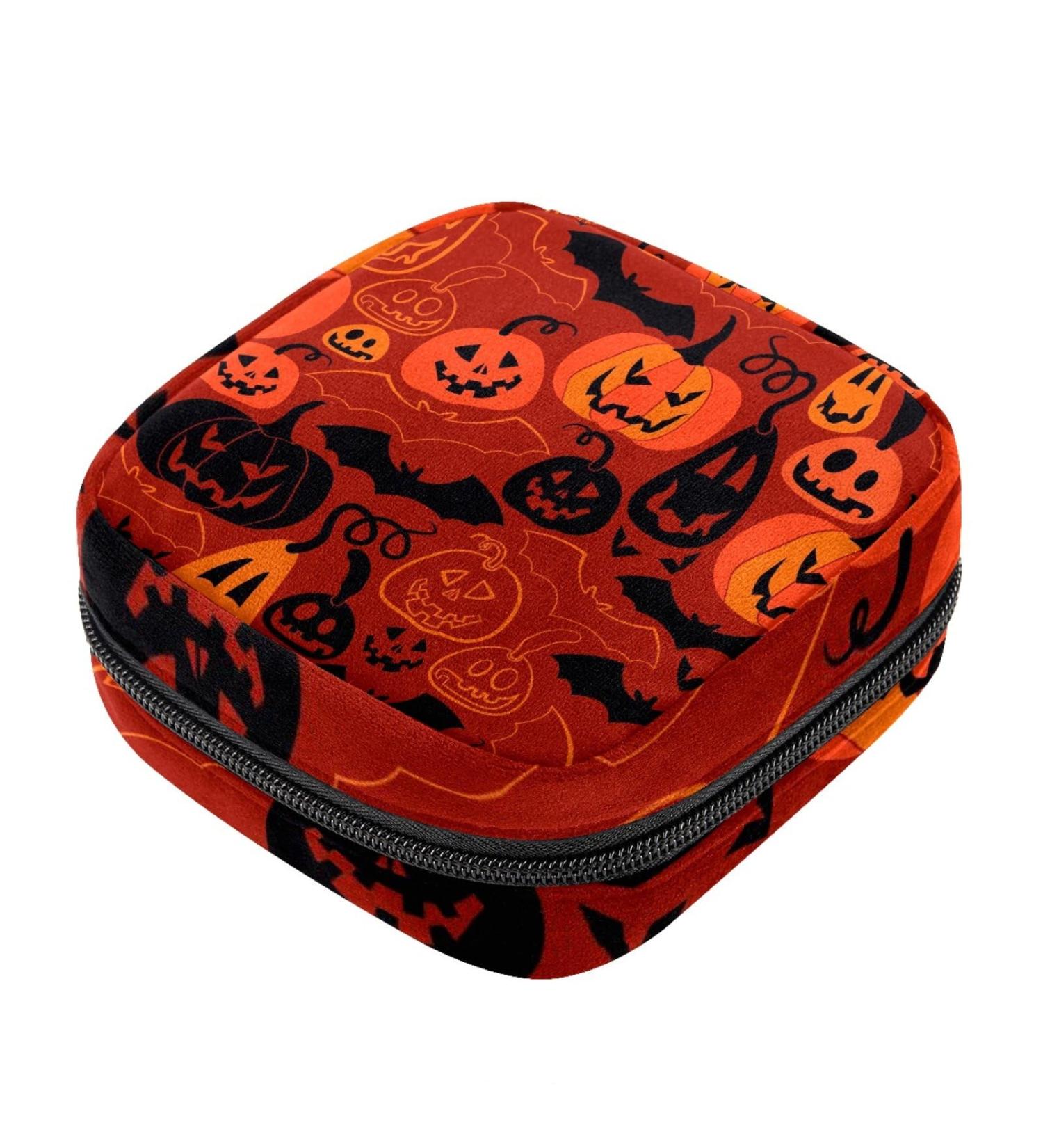 Halloween Pumpkin Bat Sanitary Napkin Storage Bag - Menstrual Cup Pouch for Women/Girls/Ladies - Color 9 - Buy Online on GoSupps.com