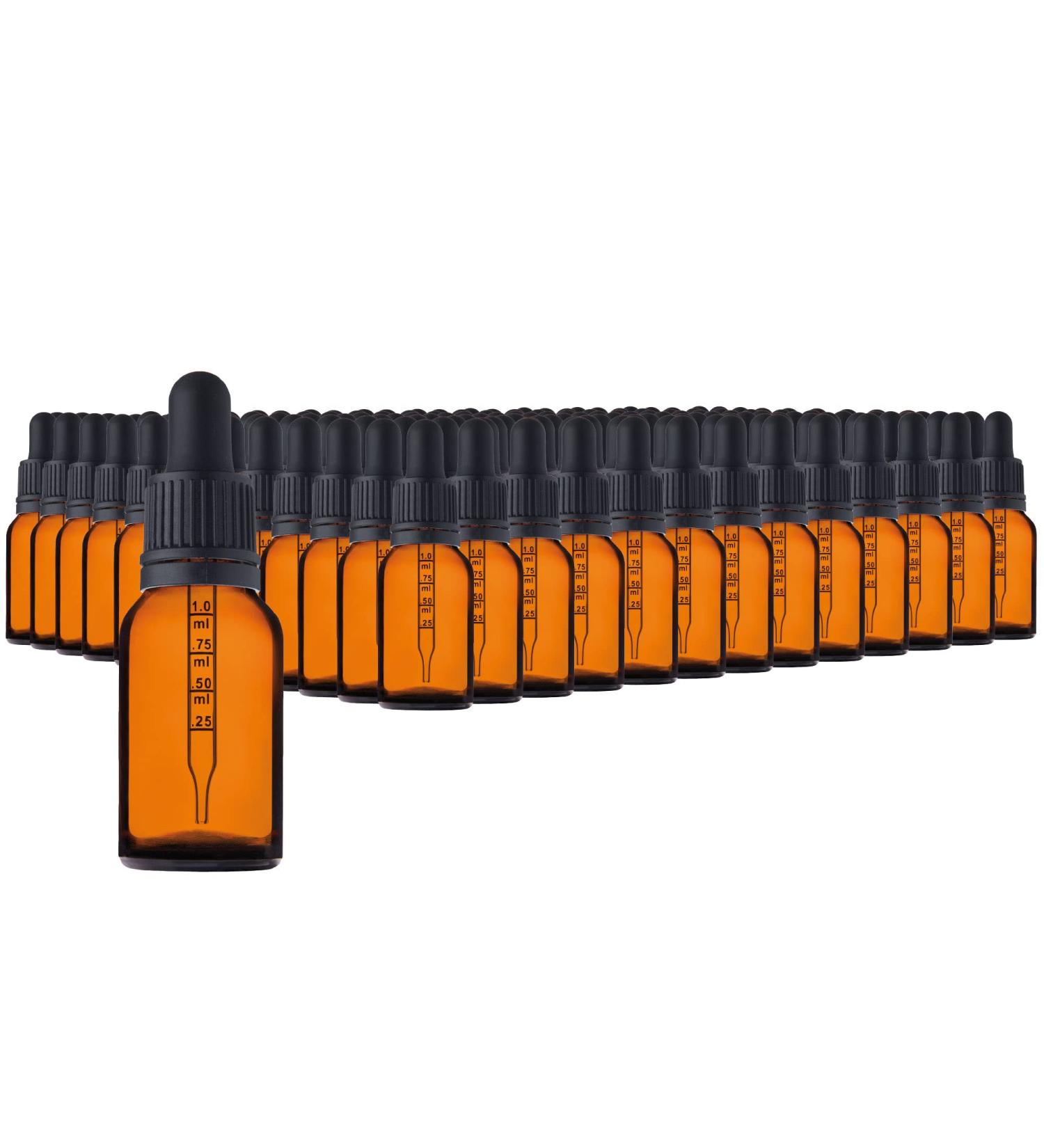 Handsunity 15ml Amber Glass Pipette Bottles - 156 Pack with Black Caps & Accessories | Perfect for Pharmacy & Essential Oils - Buy Online on GoSupps.com