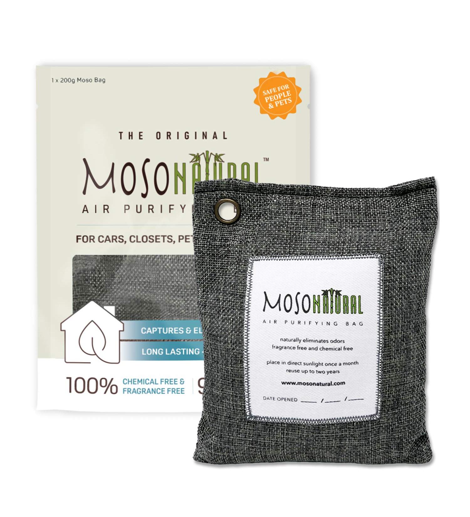 Moso Natural Air Purification Pocket - Odor Remover for Cars Cupboards Baths & Pets | Charcoal 200g - 1 Pack - Buy Online on GoSupps.com