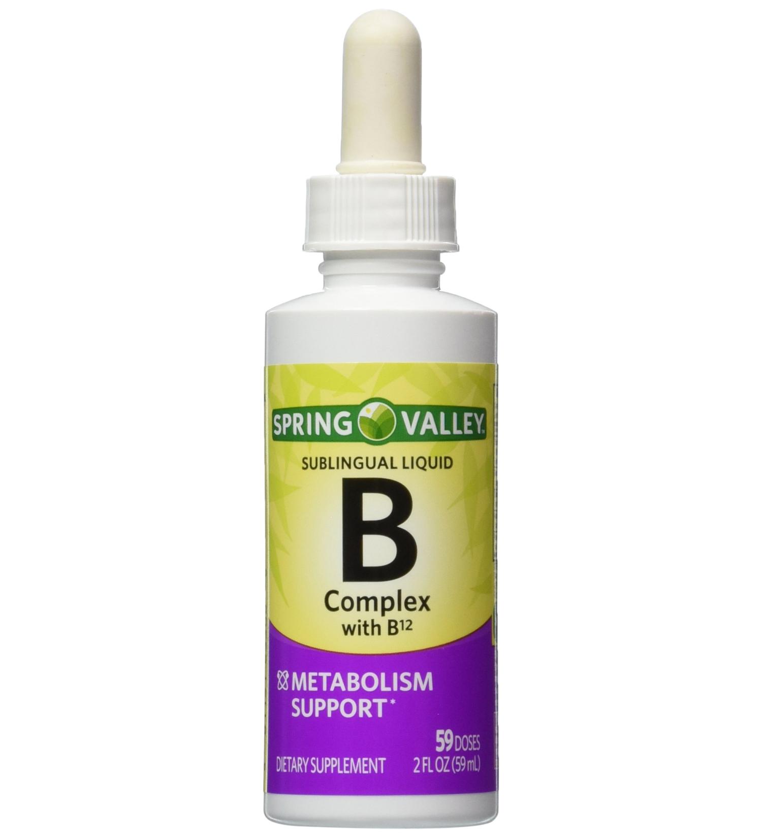 Spring Valley - Vitamin B-Complex Sublingual Liquid, 2 Ounce With a burst of B-12