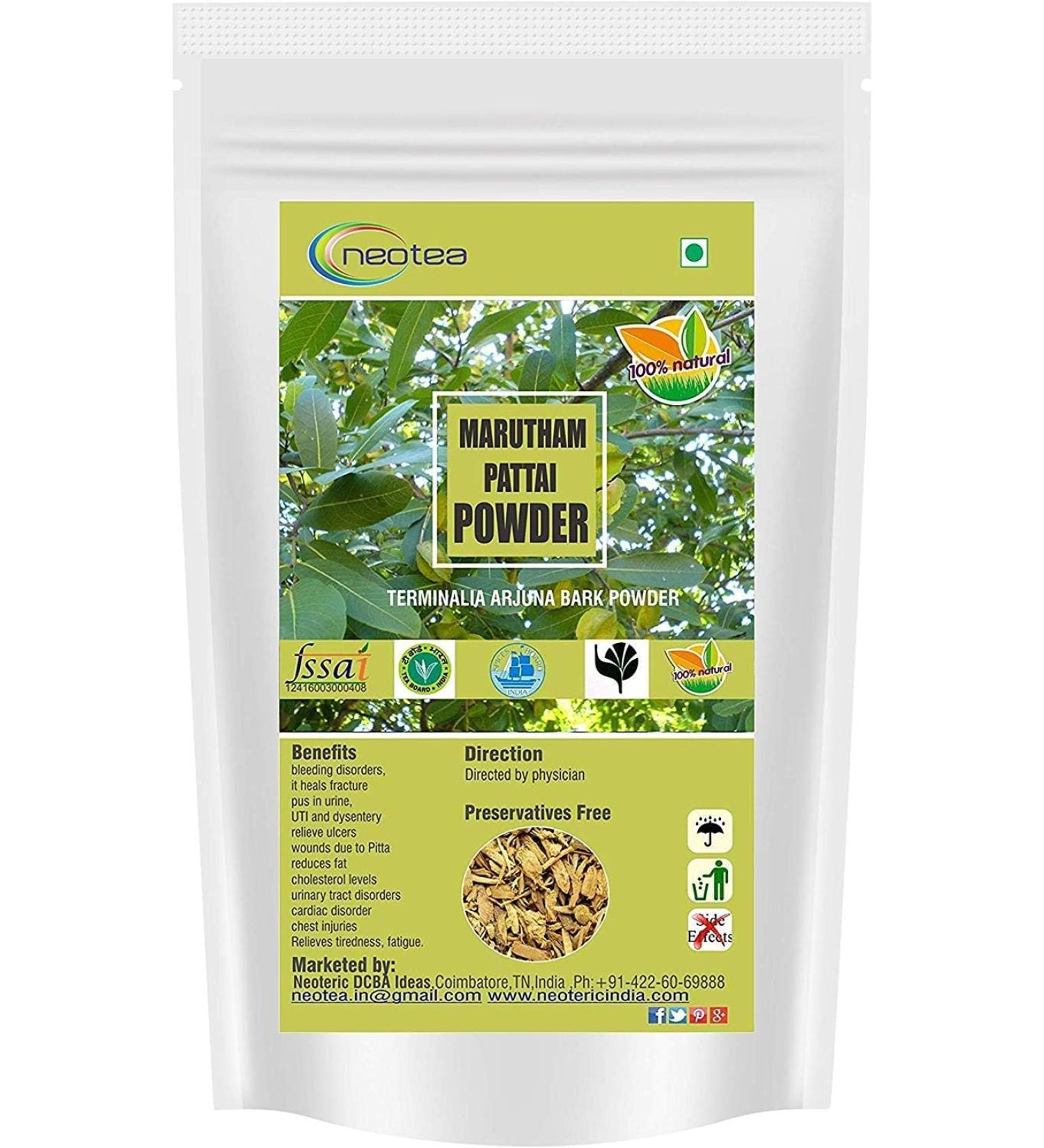 neotea Arjuna Powder | 100% Pure Arjuna Bark (Arjun Ki Chaal) | Finely Ground Herbal Powder for Tea, Health Wellness | Natural Ayurvedic Supplement | No Additives or Preservatives (300 GM(10.58 OZ)) 3.52 Ounce (Pack of 1) - Buy Online on GoSupps.com