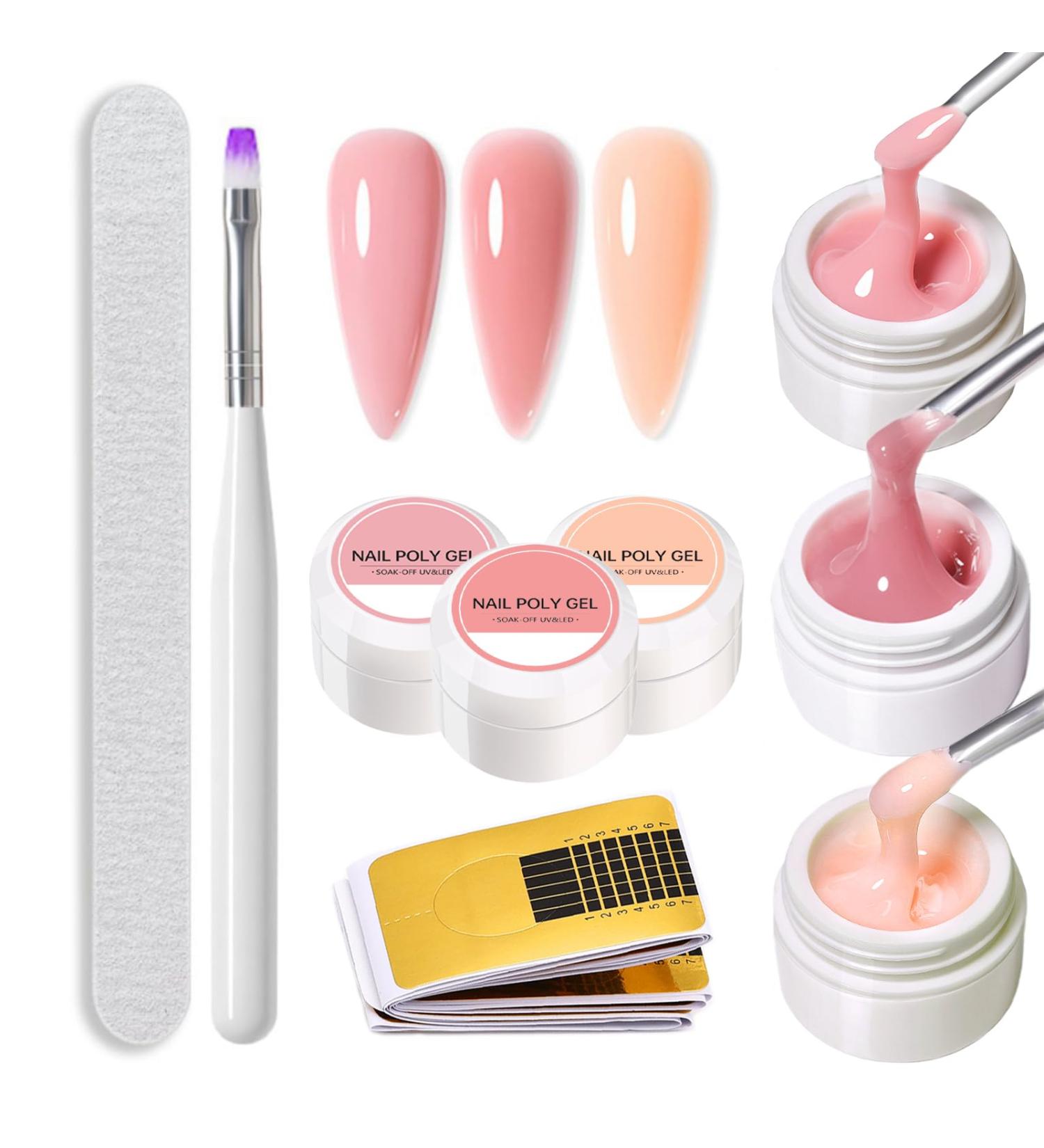 Nude Builder Gels Nail Kit 3 Colors Nail Extension Gel Kit for Nails 3Pcs*8g Nude Samlon Nude Light Nude UV/LED Building Strengthen Gel with Brush and 20Pcs Nail Forms for Nails Art - Buy Online on GoSupps.com