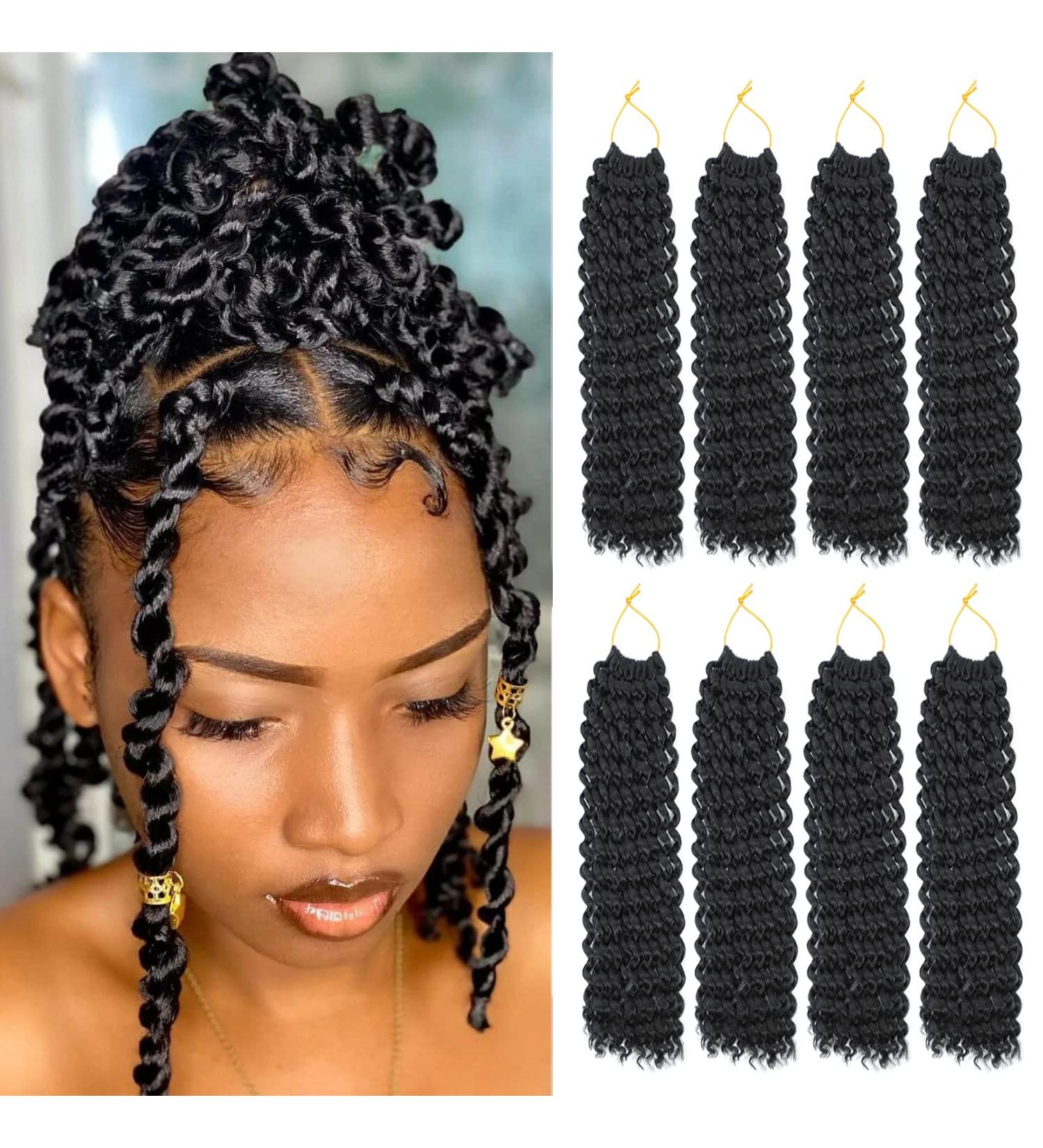Passion Twist Hair 12 Inch Water Wave Crochet for Black Women - 8 Packs Short Butterfly Locs Bob Spring Twist Extensions - Synthetic Curly Braiding Hair 1B Natural - Buy Online on GoSupps.com