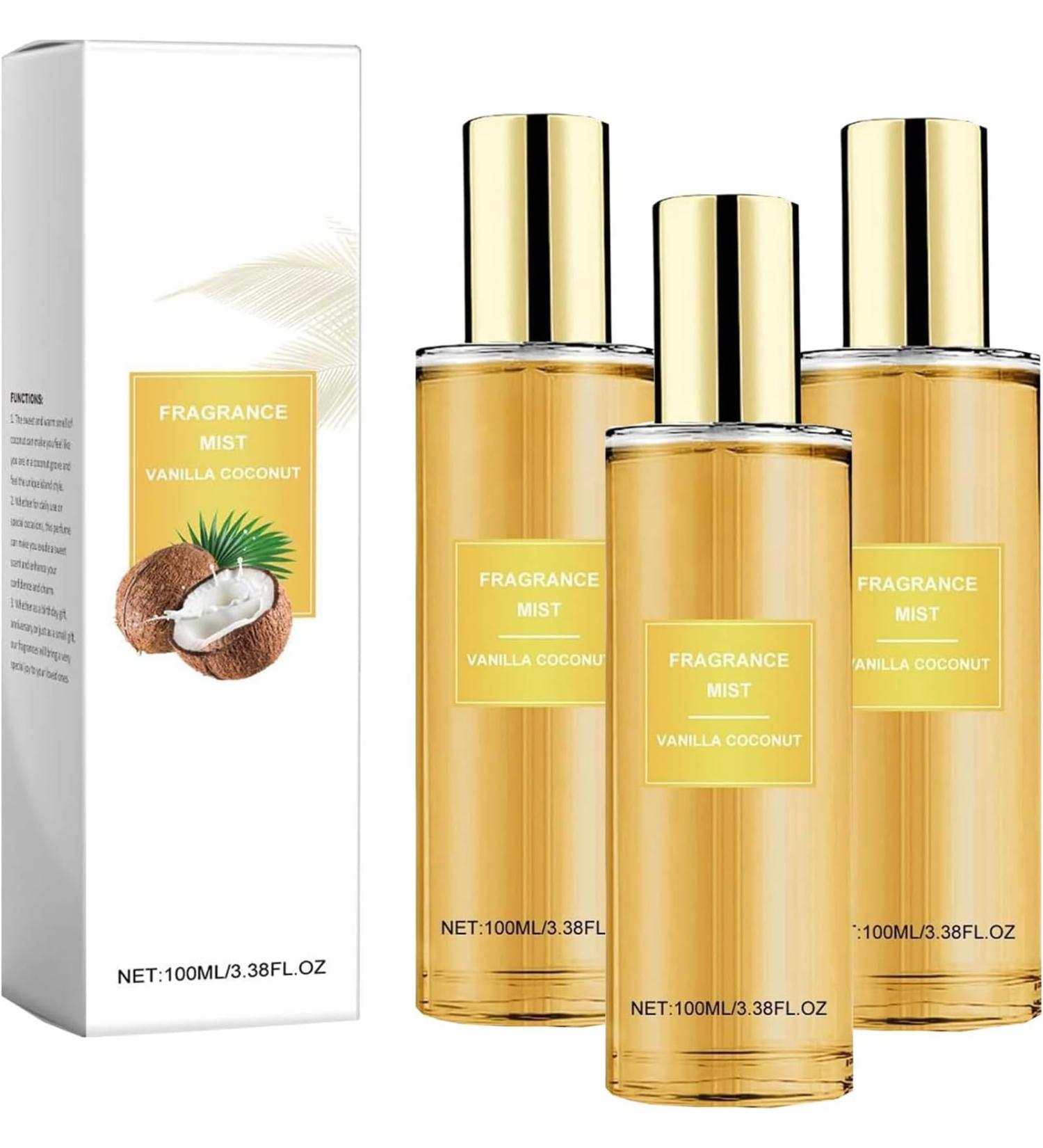 Skin Body Mist Coconut Vanilla Perfume Mist Portable Body & Hair Fragrance Mist Long Lasting Fresh Perfume Spray 3PCS - Buy Online on GoSupps.com