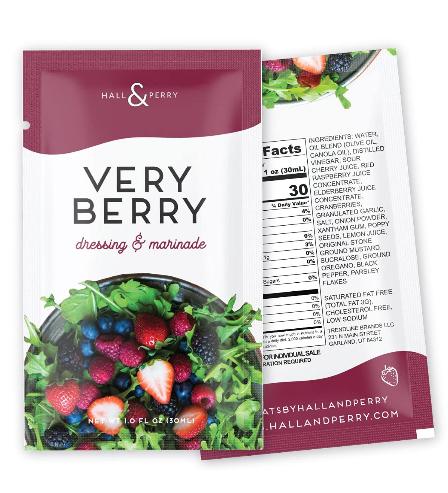 Hall & Perry Very Berry Salad Dressing - 12 Low Calorie, Low Fat, Keto Friendly 1 oz Pouches - Buy Online on GoSupps.com