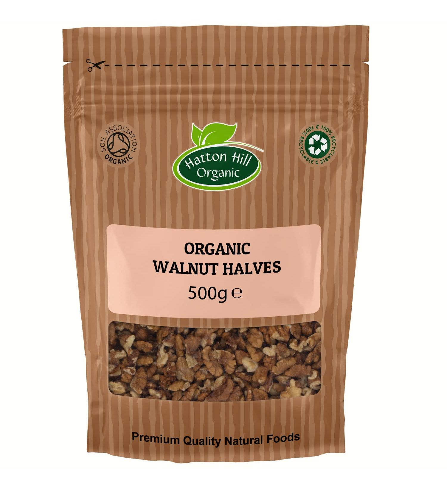 Organic Walnuts Halves 500g by Hatton Hill Organic - Free UK Delivery - Buy Online on GoSupps.com