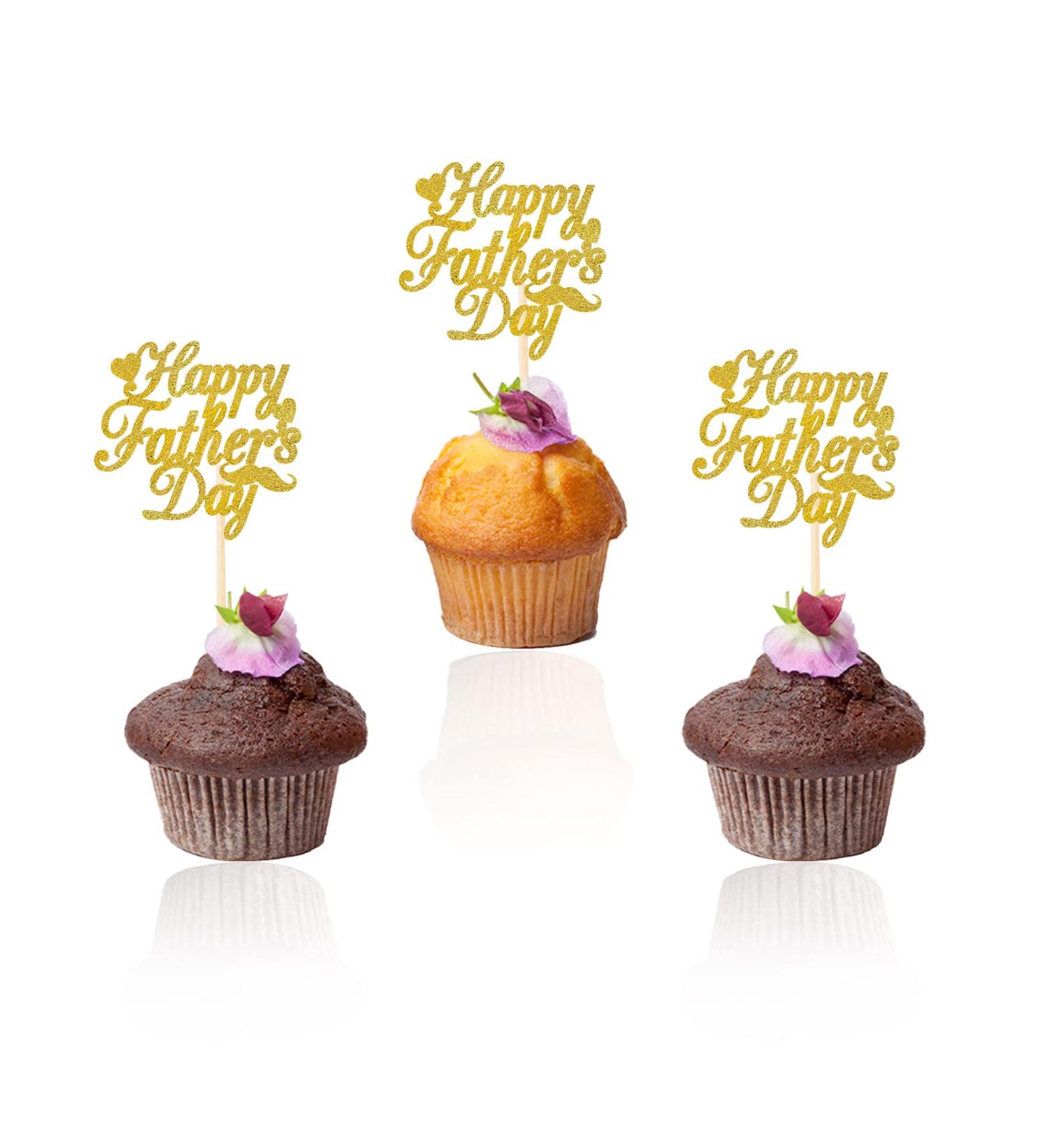 12 Pcs Fathers Day Cupcake Toppers Glitter Blue Fathers Day Cake Toppers Happy Dad Cake Picks Best Dad Cake Insert Topper for Happy Fathers Day Party Favor Supplies Cake Decorations - Buy Online on GoSupps.com