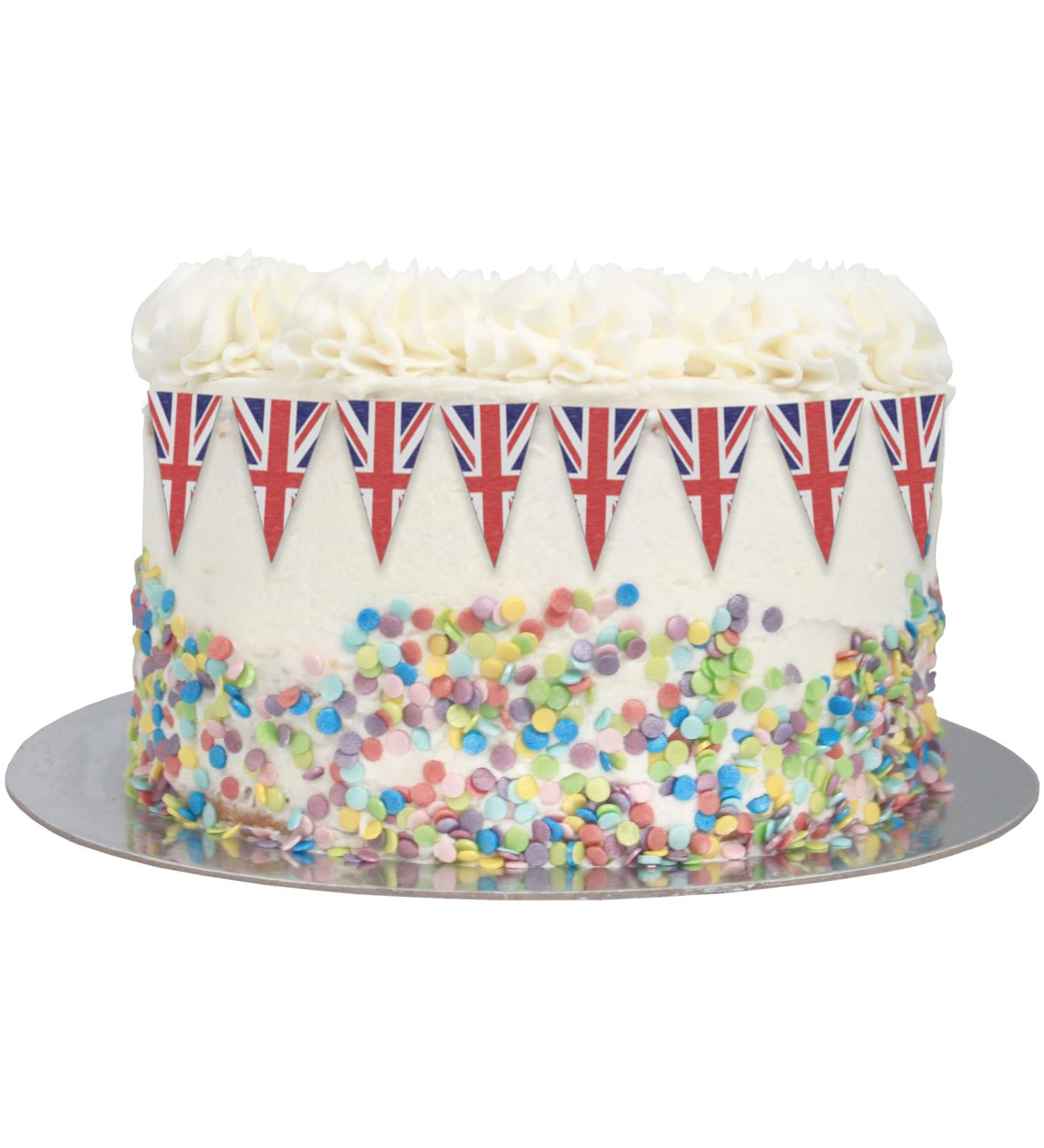 Edible Wafer Union Jack Bunting Cake Decoration/Cupcake Toppers - 36pc