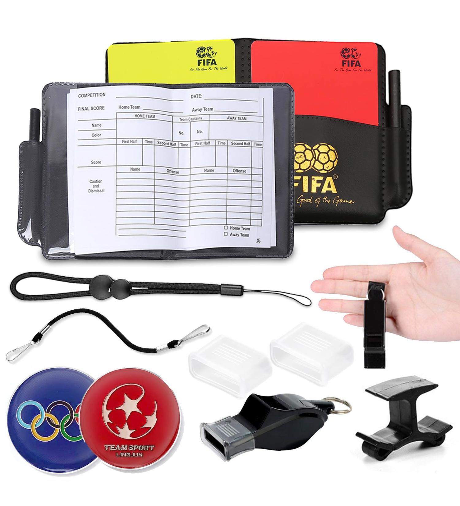Buy XSYKJGS Complete Referee Set - Red & Yellow Cards Lanyard Double Clip & Pocket Book for Football Referees | International Shipping Available - Buy Online on GoSupps.com