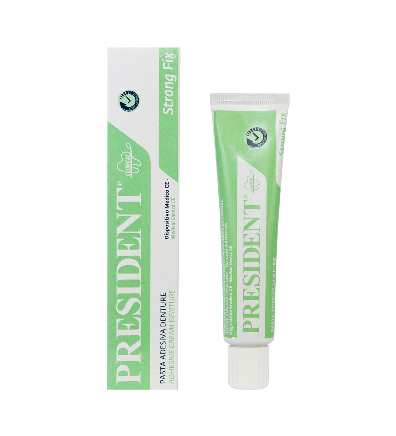 Betafarma SpA President Dental Adhesive Paste strong attachment of the dental prosthesis fast grip durable adhesion prevents the ingress of food inflammation and bad breath 40 grams - Buy Online on GoSupps.com