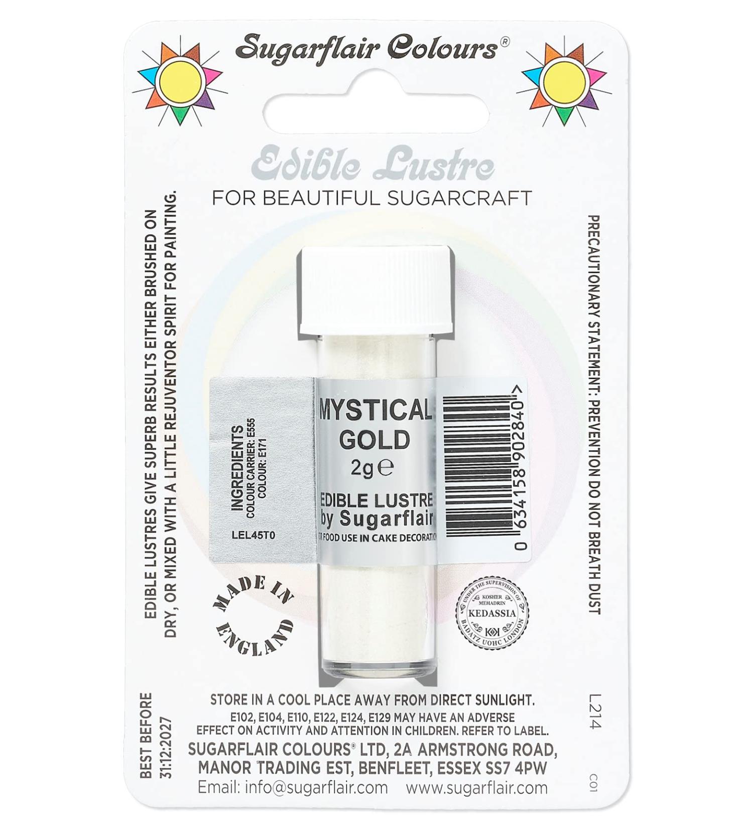 Sugarflair Mystical Gold Edible Lustre Dust Add a Lustrous Shine to Cakes or Decorations. Brush On or Add Rejuvenator to Create Eye-Catching Edible Paint Gives Shine to Your Bakes - 2g