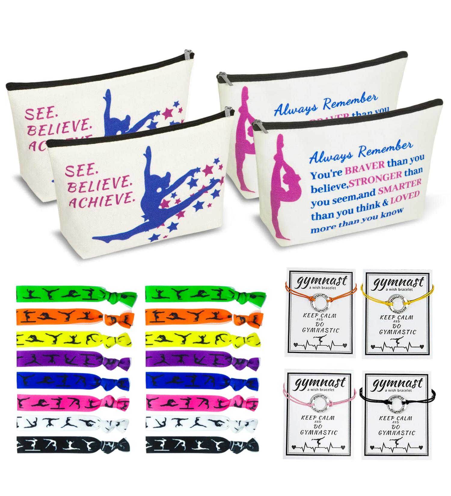 24Pcs Gymnastics Gifts for Girls - Makeup Bags, Hair Ties, Wish Bracelets | Gymnast Coach Enthusiast Set - Buy Online on GoSupps.com