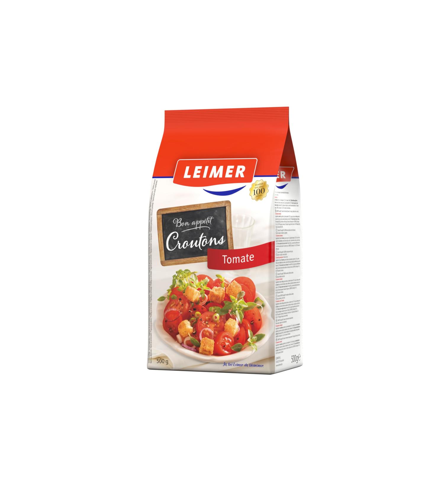LEIMER Tomato Croutons 500g - Delicately toasted refined with spices in freshly baked white bread perfect for salads soup