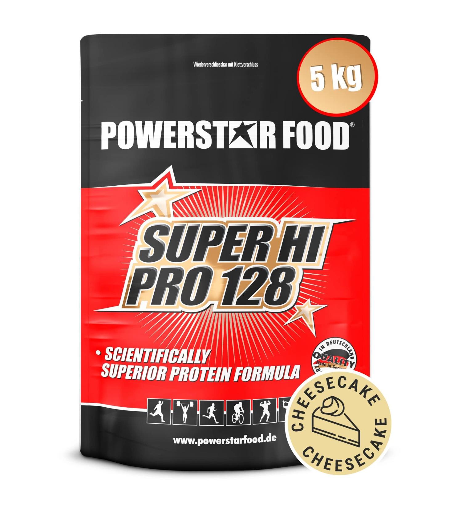 Powerstar Super Hi Pro 128 - 5kg Multi-Component Protein Powder Cheesecake | 79% Protein | Ideal for Muscle Building | International Shipping Available - Buy Online on GoSupps.com