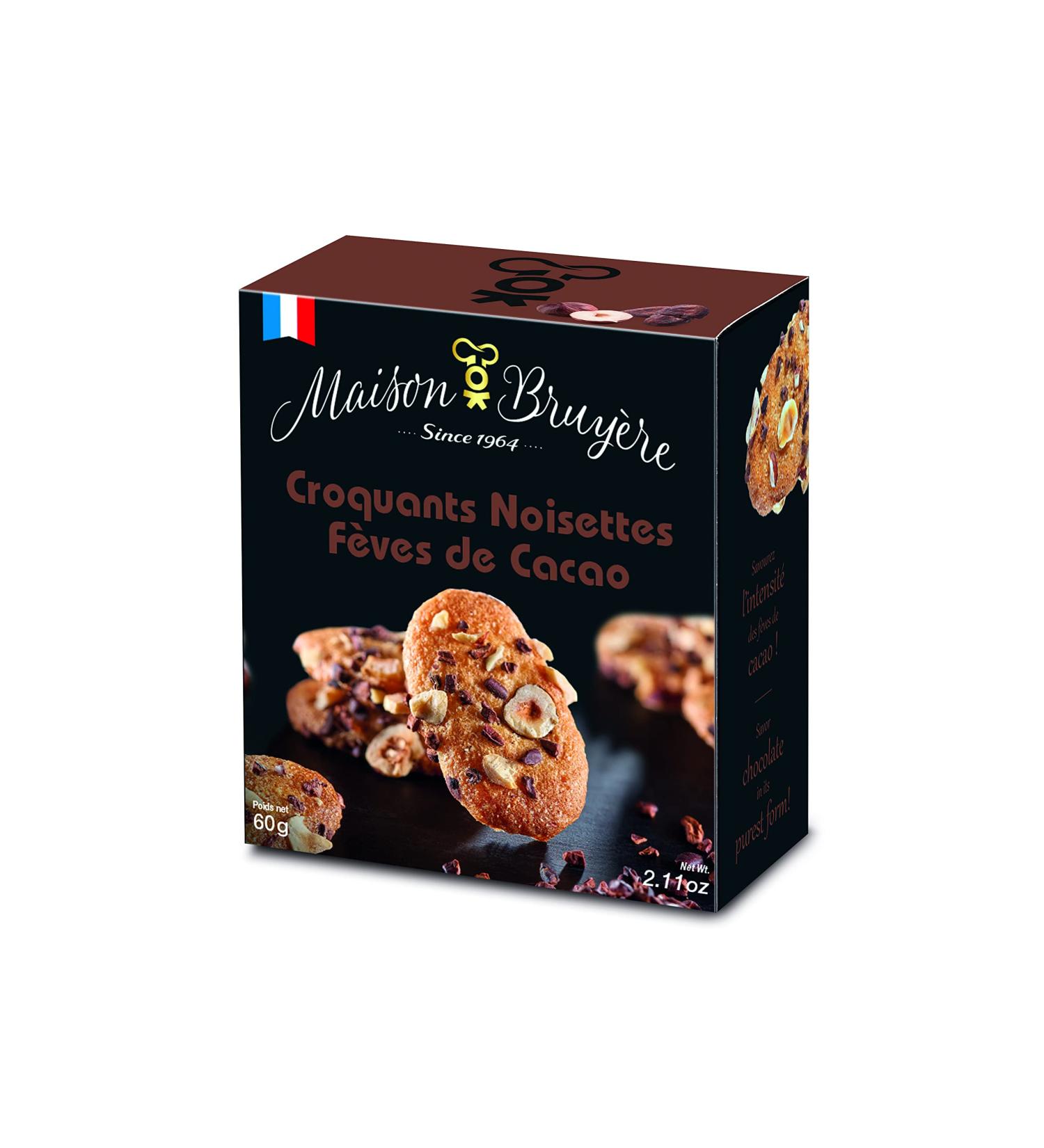 Crunches Hazelnuts Cocoa beans: Artisanal biscuits Made in France