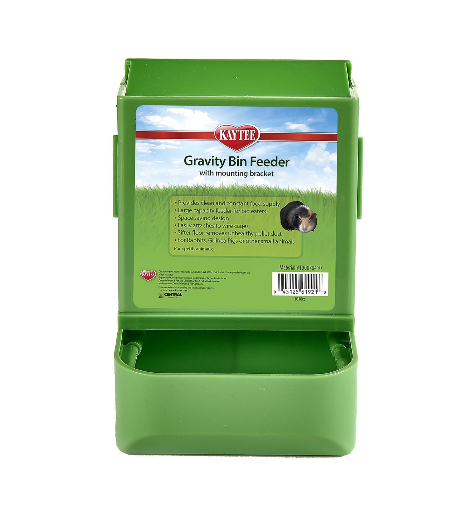 Kaytee Gravity Bin Feeder with Bracket to Attach to Small Animal Cage Assorted Colours 6-1/2-Inch long 5-3/4-inch wide 8-1/4-inch high - Buy Online on GoSupps.com