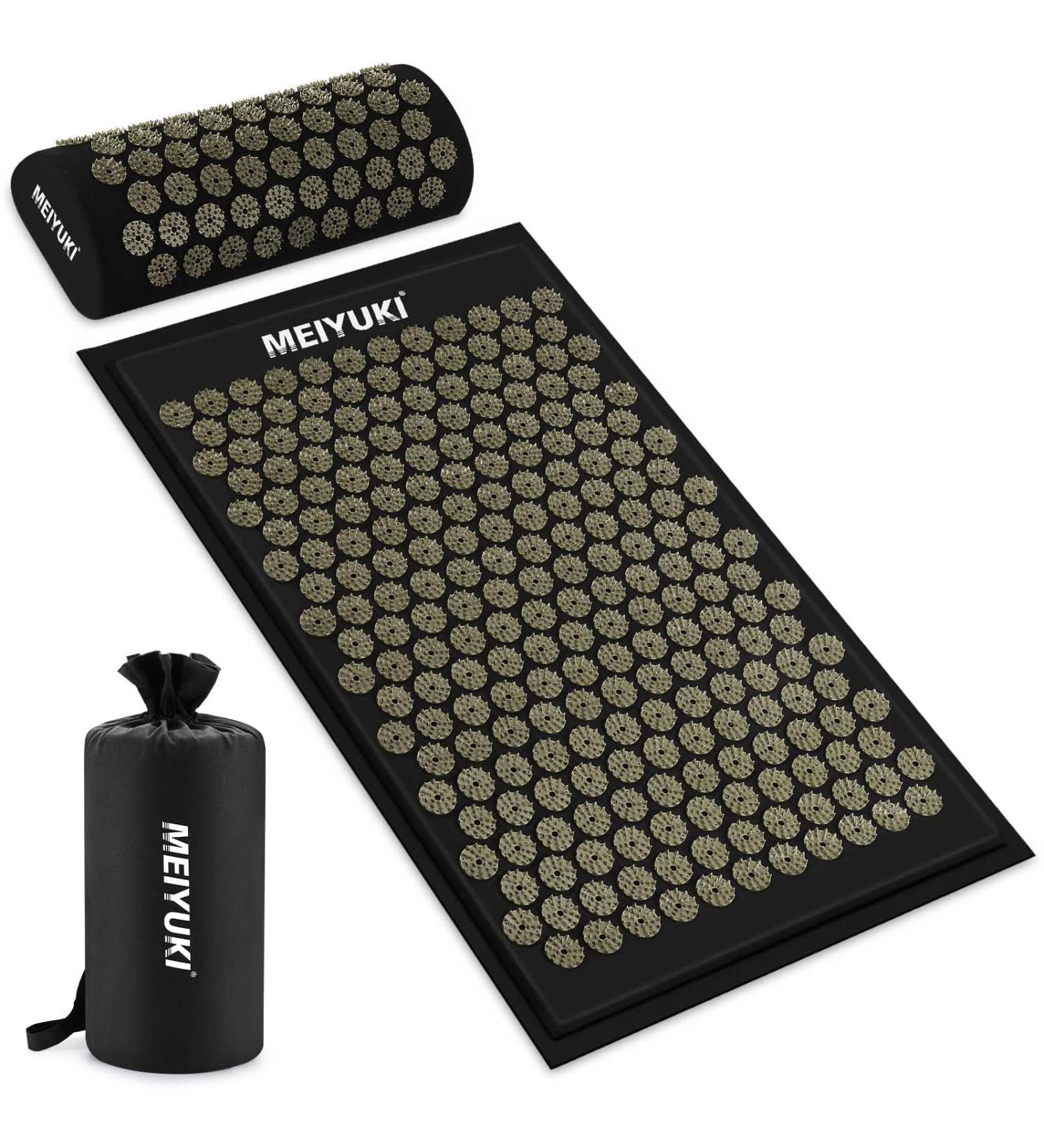 Buy Acupressure Massage Mat & Pillow Set for Neck & Back Pain Relief - Relaxation & Meditation with Carry Bag | Acupressureatta Black & Gold - Buy Online on GoSupps.com