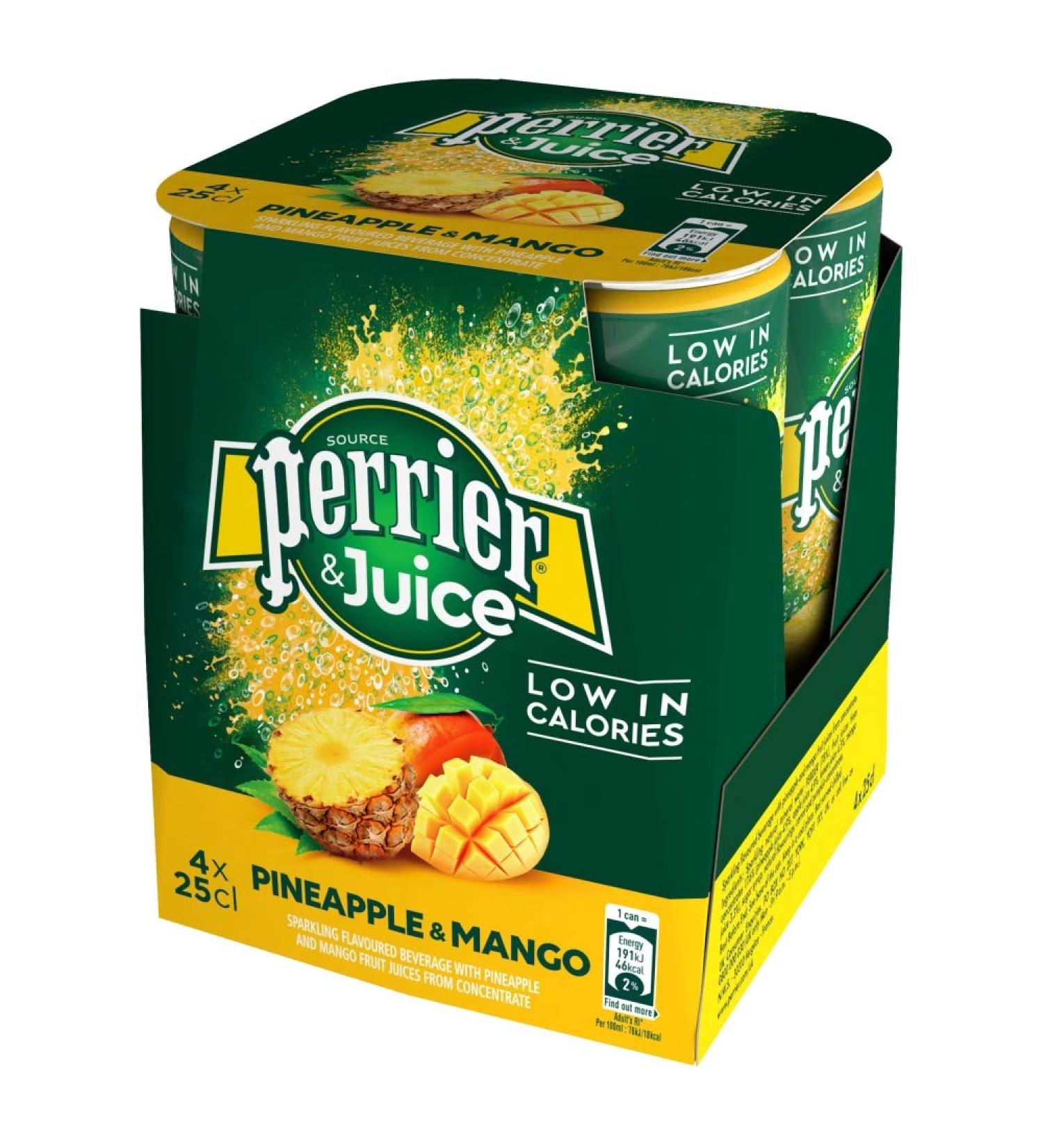 Perrier & Juice Pineapple & Mango can 4x250ml