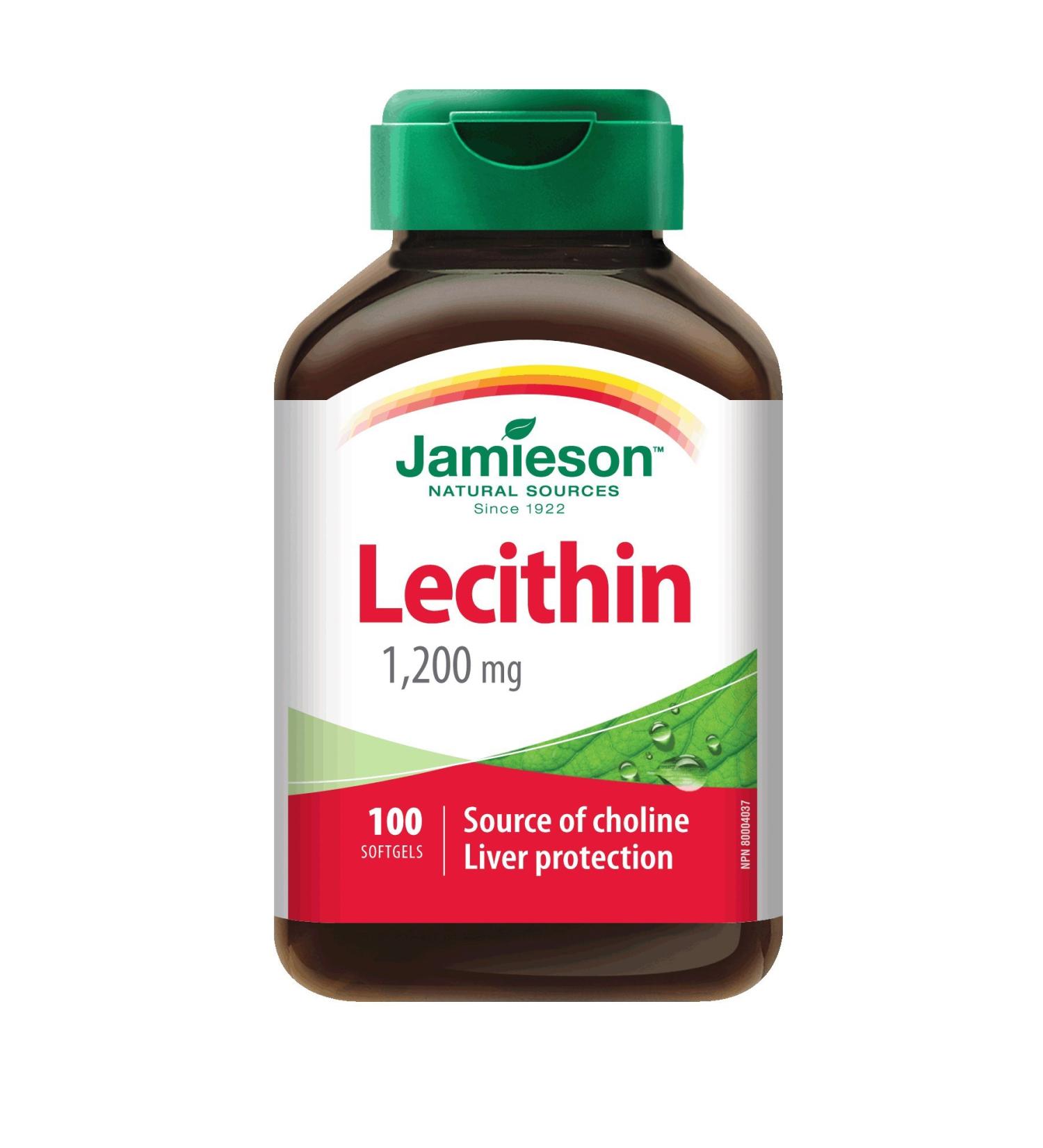 Jamieson Lecithin 1 200 mg 100 Softgels - Source of Choline Liver Protection