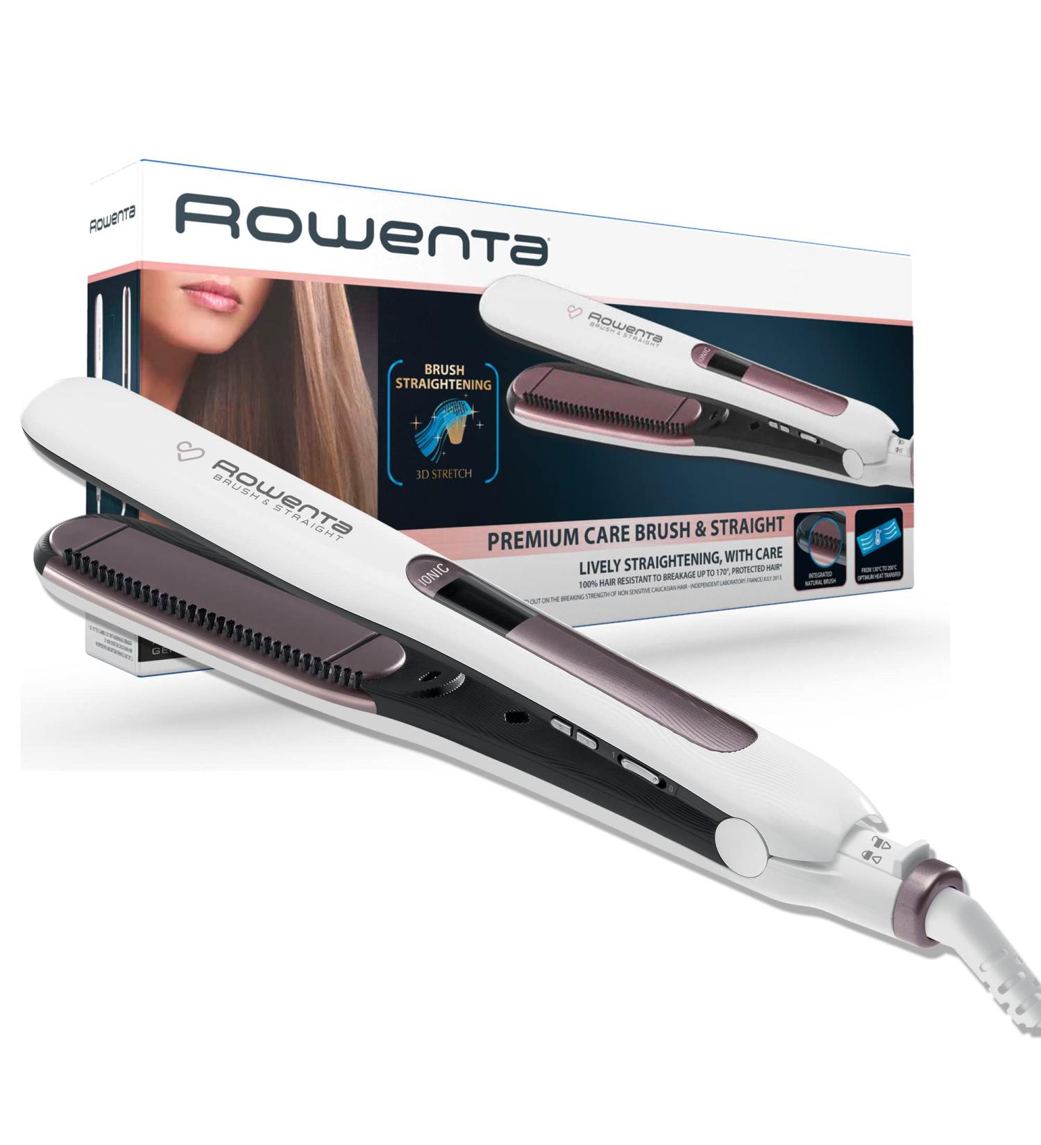 SEB Group Rowenta Premium Care Brush & Straight SF7510F0 hair straightener with integrated brush for natural smoothing with volume ionic function cashmere keratin coating with argan oil Ionic function - Buy Online on GoSupps.com