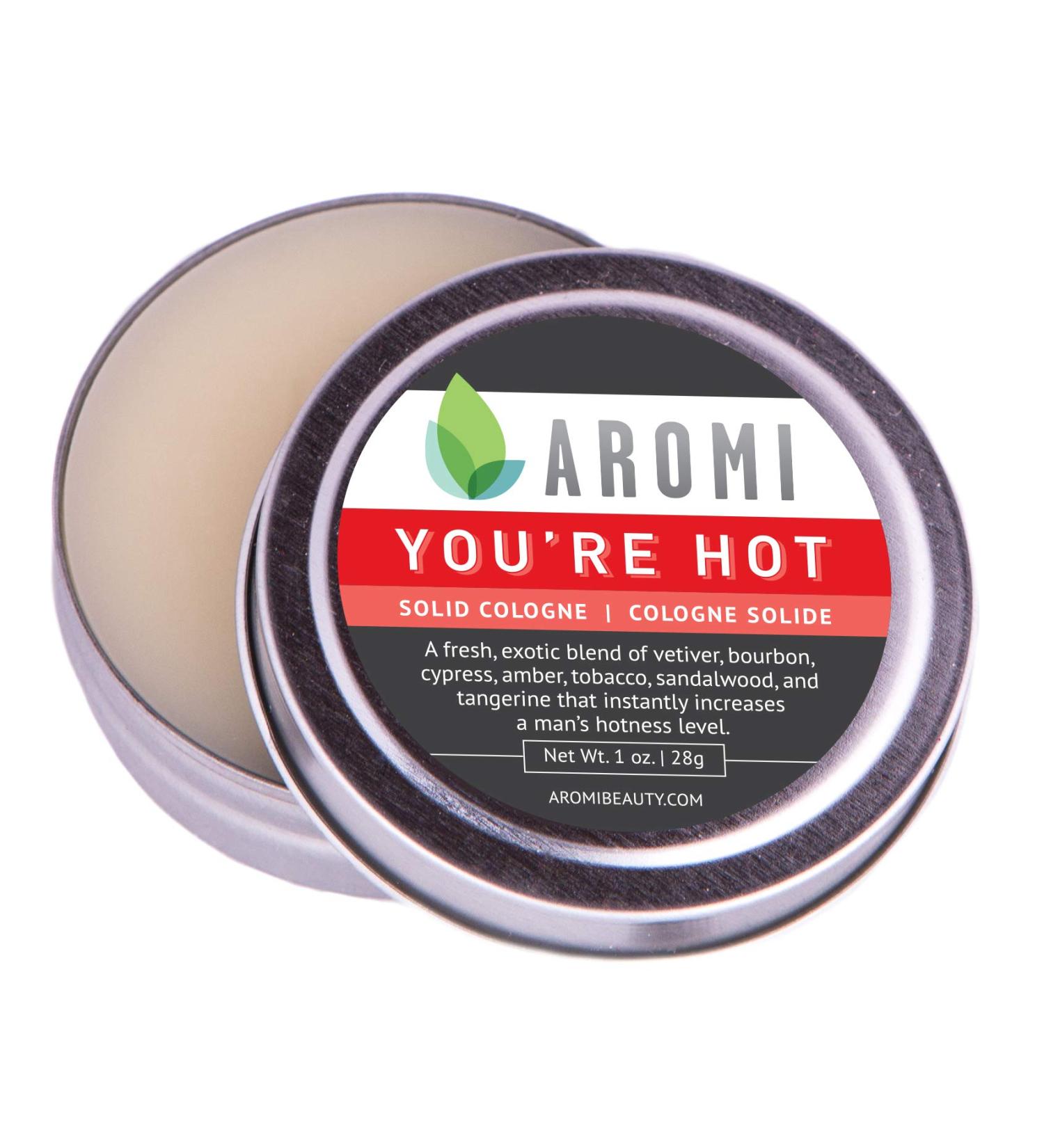 Aromi Solid Cologne | Fresh Woodsy Fragrance Vegan Cruelty-free Wax Vetiver Sandalwood and Amber Scent Men's Gift Day Night Travel (You're Hot) - Buy Online on GoSupps.com