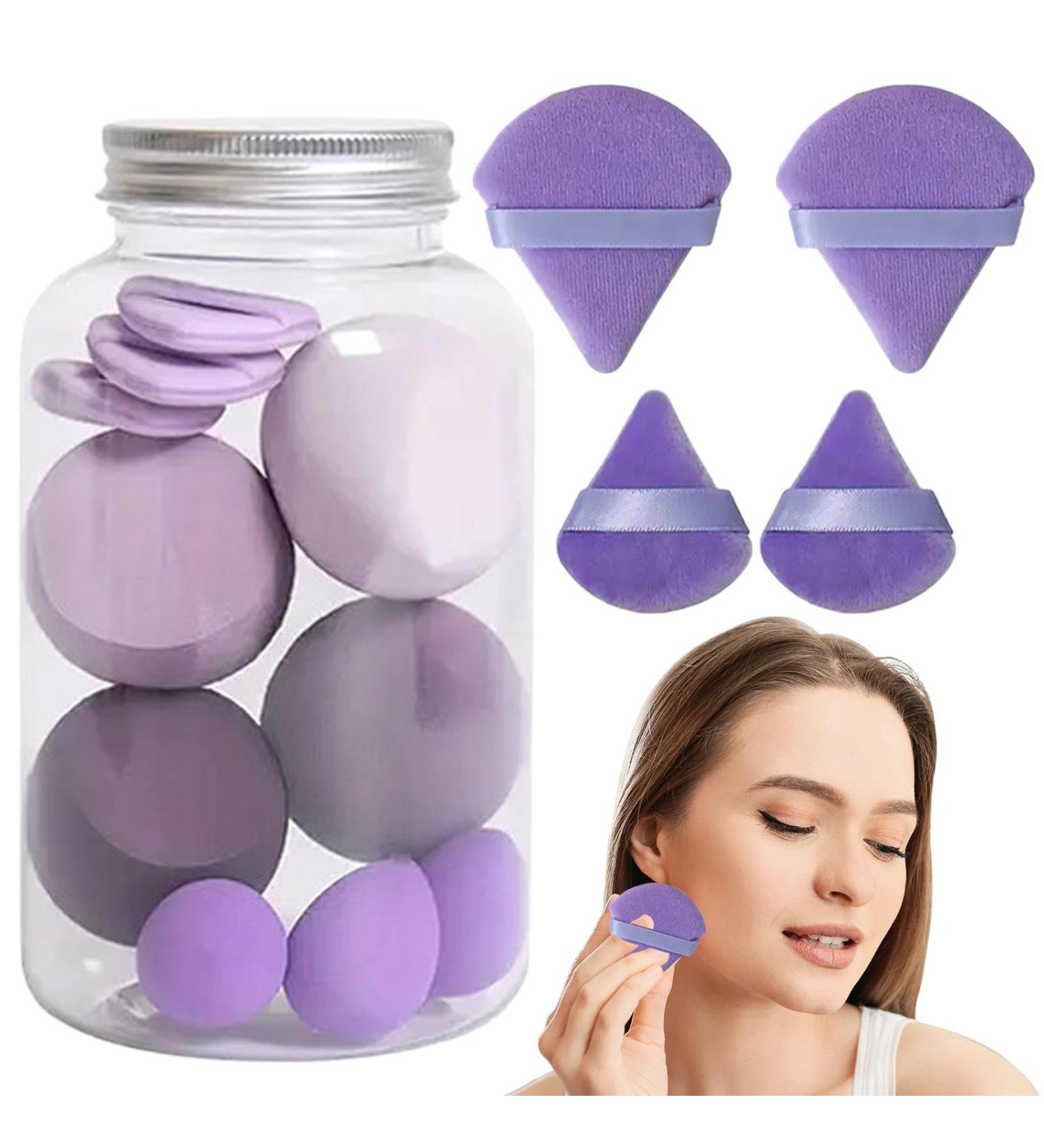 12 Make Up Sponges Blending Makeup Sponge Set - Latex-Free Beauty Sponge Wet & Dry Use Powder Puff Soft And Elastic Powder Puff For Women Girlfriend Mother Wife Purple - Buy Online on GoSupps.com