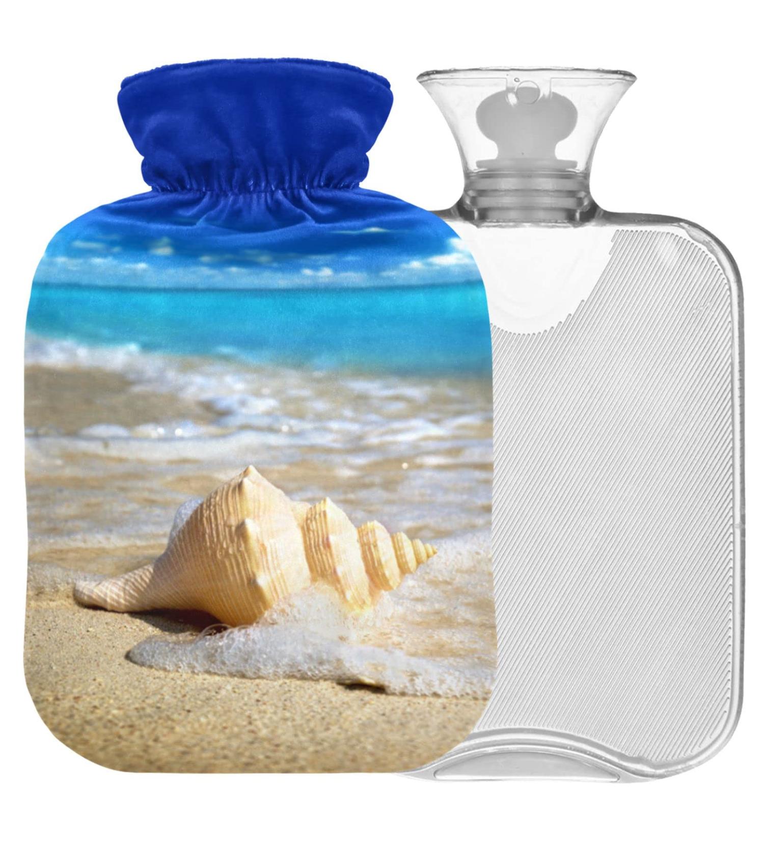 Naanle Sea Beach Mussel Hot Water Bottle - 2L Transparent Cover for Pain Relief & Cold Therapy | Ideal Bed Warmer & Hand/Foot Heater - Buy Online on GoSupps.com