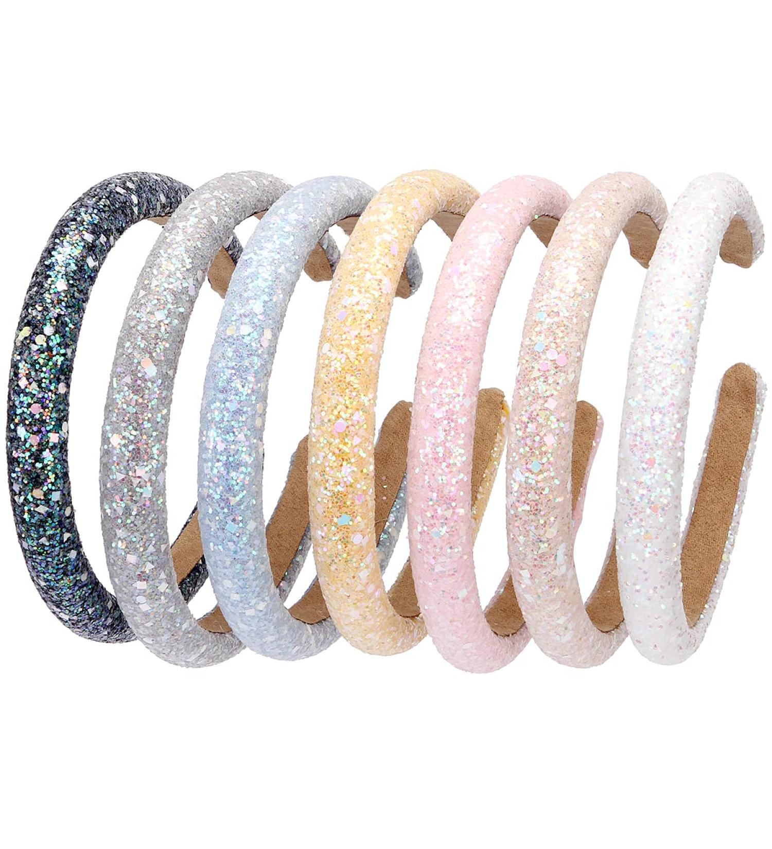 Loneedy 7 Pack Glitter Hair Bands - No Slip Sparkling Headbands for Girls & Women | Children's Hair Accessories in 7 Colors - Buy Online on GoSupps.com