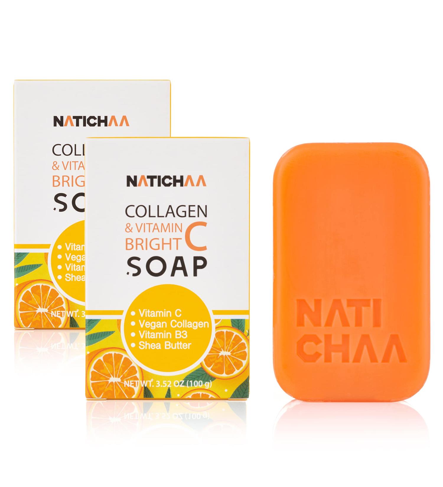 Buy NATICHAA Collagen & Vitamin C Brightening Soap - Moisturizing, Dark Spot Treatment, Vegan, Paraben & SLS Free - 3.52 oz (2 Bars) - Buy Online on GoSupps.com