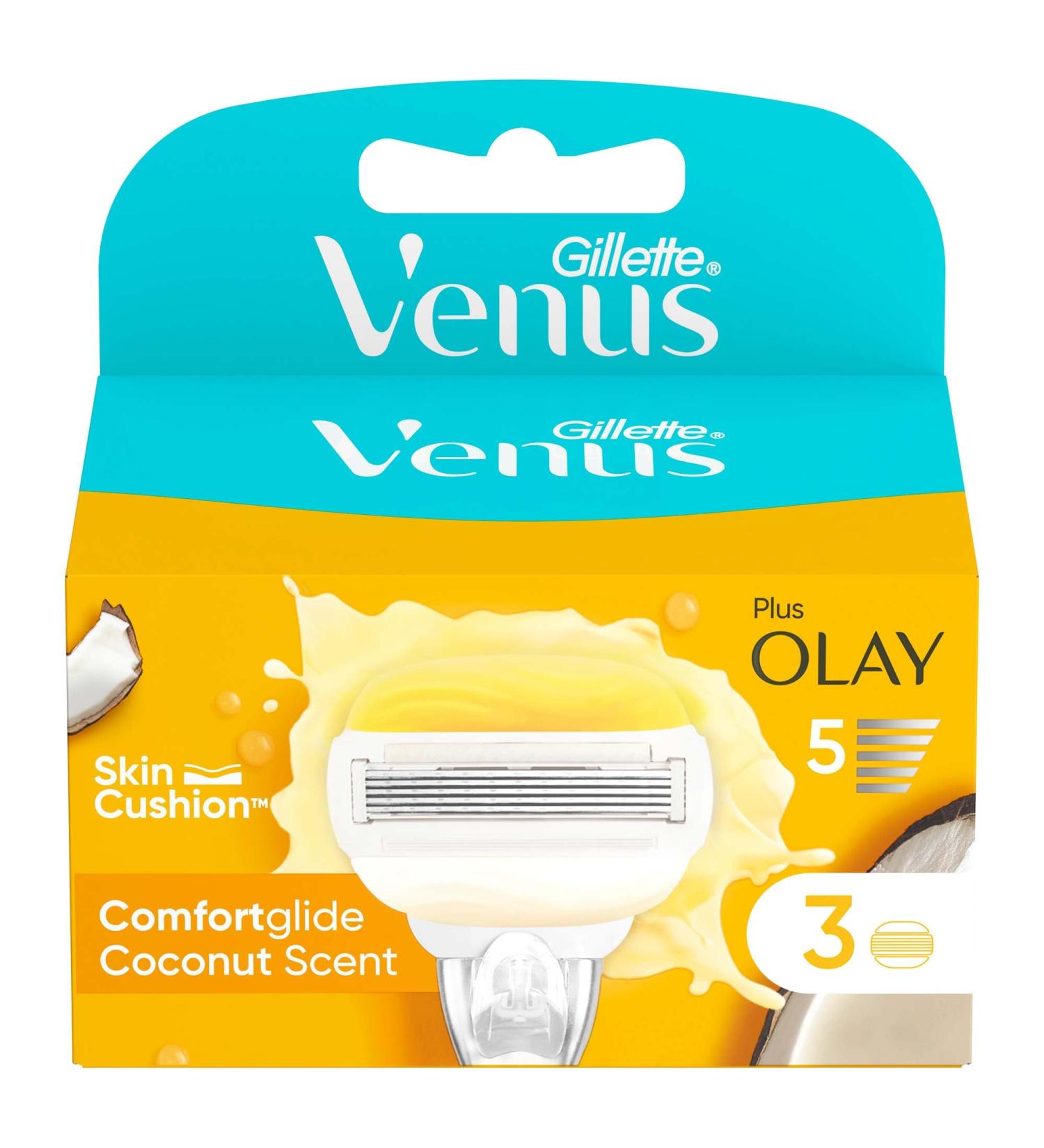 Gillette Venus Comfortglide Coconut Razor Blades for Women - 3 Pack Refill with Moisture Bars | 2-in-1 Razor Blade Refill - Buy Online on GoSupps.com