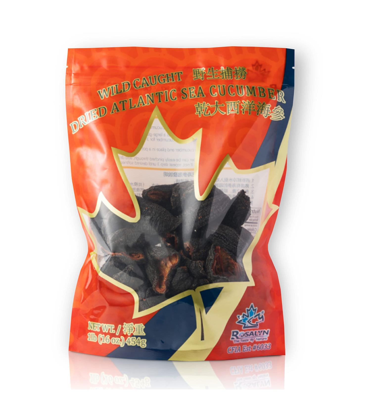 ROSALYN Premium Atlantic Canada Wild Caught Sea Cucumber Dried - CFIA Certified | High Protein, Vitamins & Minerals | Butterfly Cut - 454g (1lb) - Buy Online on GoSupps.com