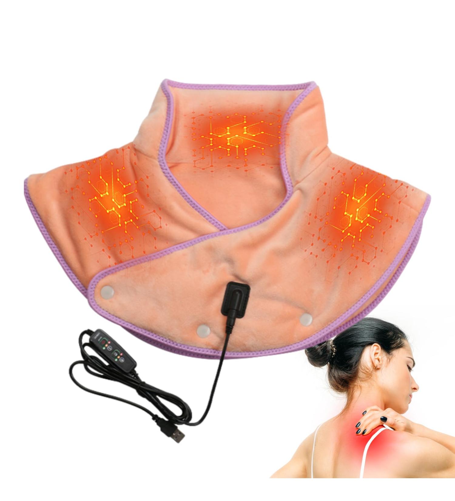 Fulenyi Warm Shoulder Pad - Electric Heat Scarf & Neck Wrap | Fast Heated Heating Pillow with 3 Levels | Safe Shoulder Warmer for Women & Men - Pink - Buy Online on GoSupps.com