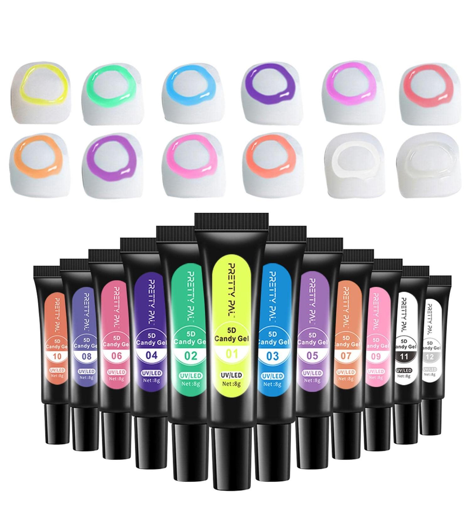 5 5D Nail Painting Gel | 12- Candy Jelly Solid Gel Set Nail Accessories | Multifunctional Soft Tubes Home Manicure Gel for Girls and Women Xiaoguozi 5 Pcs 12pcs - Buy Online on GoSupps.com
