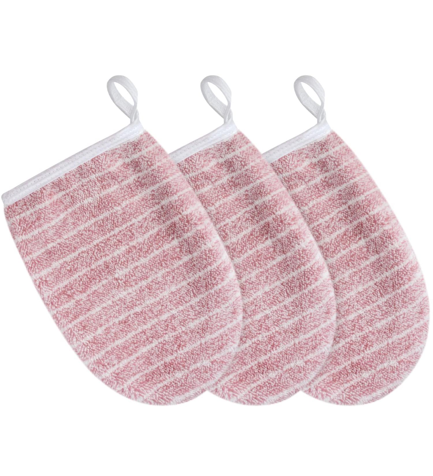 Kinhwa Makeup Removal Glove - Gentle Microfiber Reusable Cleansing Wipe 3 Pieces (Pink) - Eco-Friendly Facial Cleaning with Just Water 13cm x 20cm - Buy Online on GoSupps.com