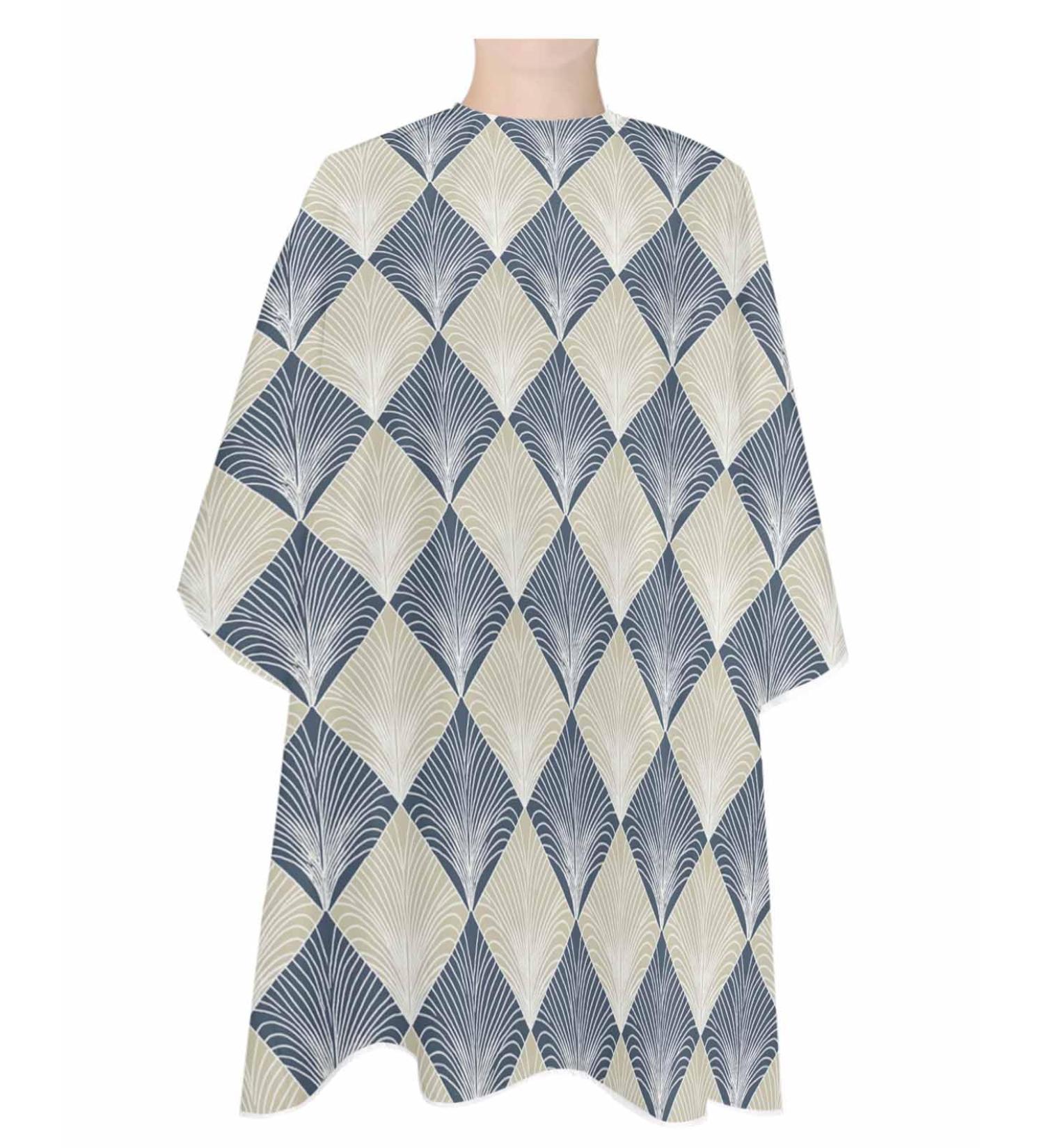 Blue Beige Geometric Barber Cape | Adjustable Hair Cutting Cape for Women Men & Kids | Stylish Hairdressing Cape with Modern Abstract Design - Buy Online on GoSupps.com