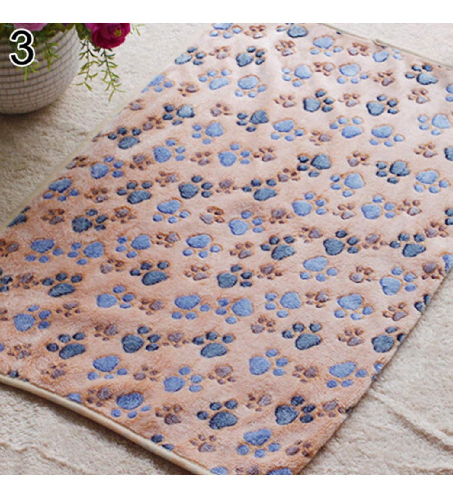 Brave669 Cute Pets Blanket Small Medium Large Warm Paw Print Dog Puppy Fleece Soft Blanket Bed Mat Brown M Medium Brown - Buy Online on GoSupps.com