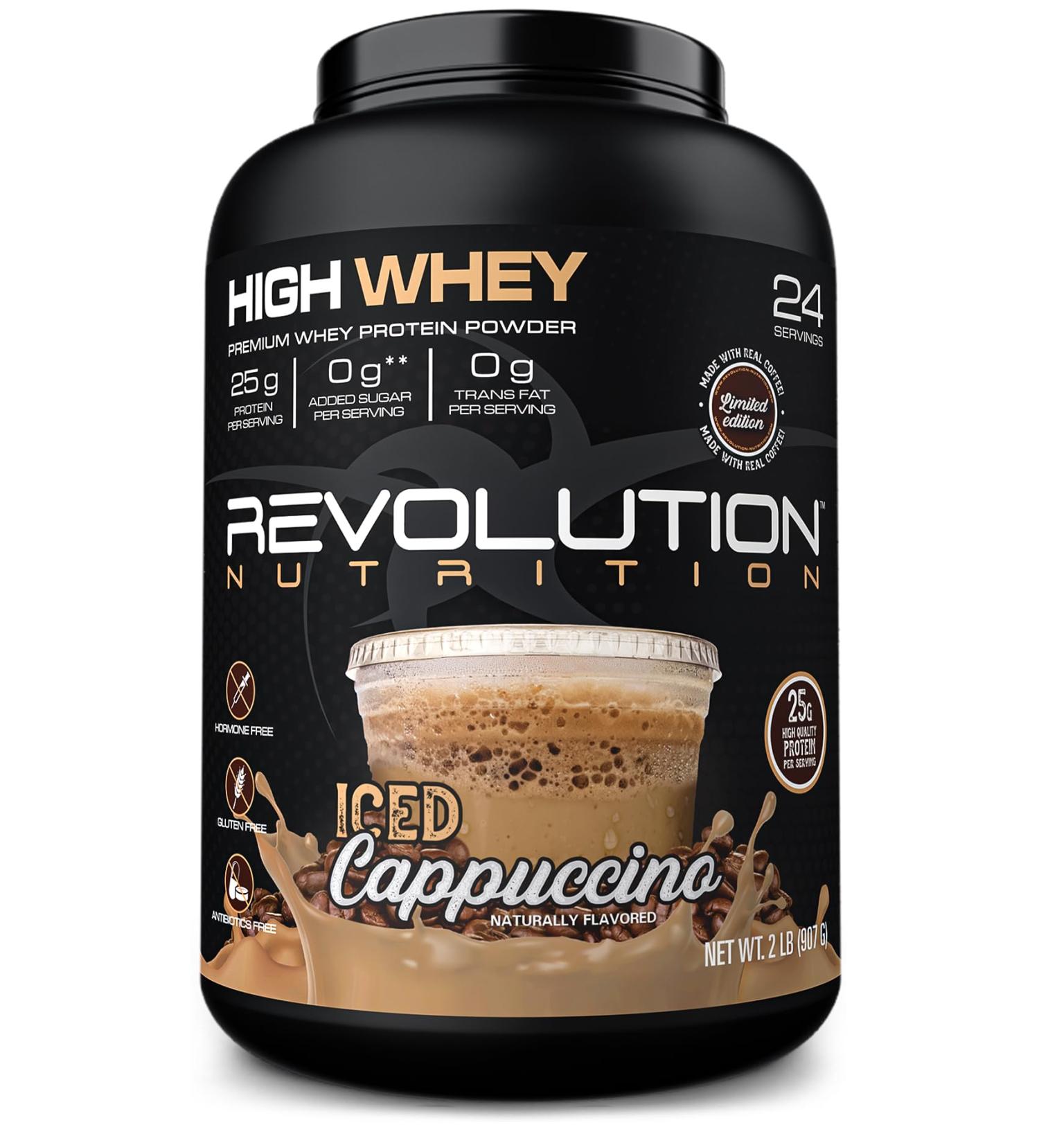 High Whey Protein Powder | Gluten-Free Whey Isolate for Lean Muscle | 25g Protein Per Scoop | Iced Cappuccino Flavor - 2 lb (908g - Buy Online on GoSupps.com
