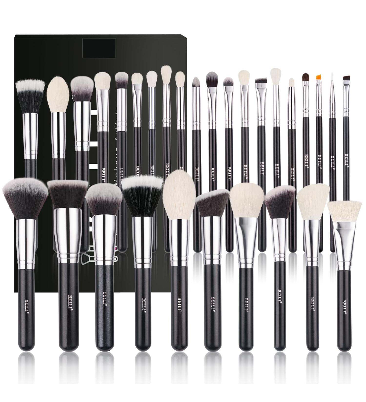 BEILI Makeup Brushes Make Up Brush Set Professional 30 PC Natural Goat Hair Makeup Brush Foundation Face Powder Blush Eyeshadow Brushes Concealers Eye Make Up Brush Set Black/Silver - Buy Online on GoSupps.com