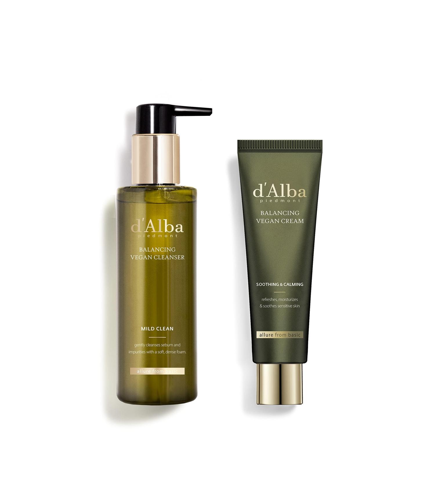 d'alba Piedmont White Truffle Mild Skin Balancing Vegan Cleanser and White Truffle Mild Skin Balancing Vegan Cream Bundle (200ml 55ml) - Buy Online on GoSupps.com