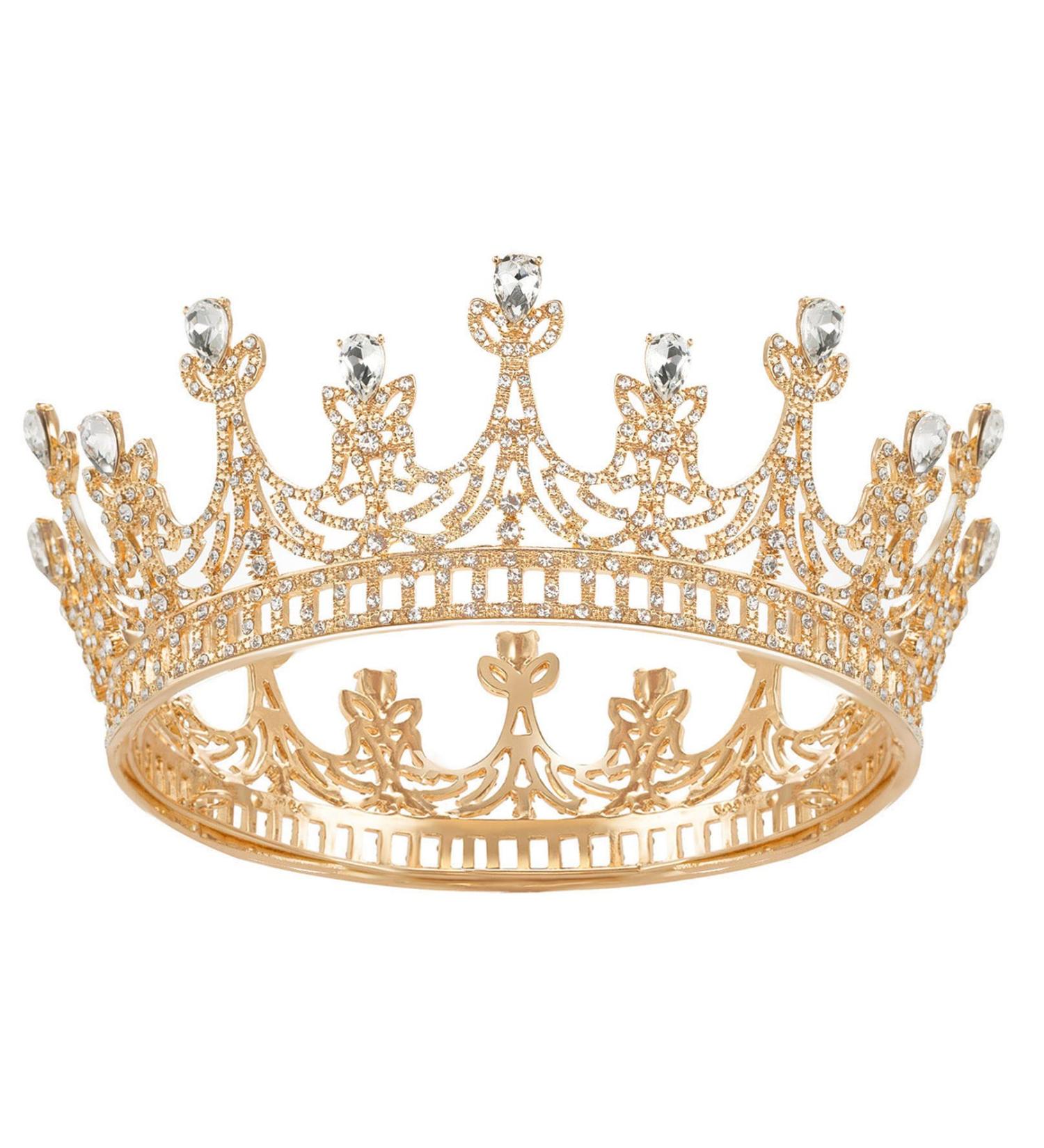 SWEETV Gold Queen Crown - Women's Wedding & Birthday Crown, Cake Topper & Costume Party Accessory - Buy Online on GoSupps.com