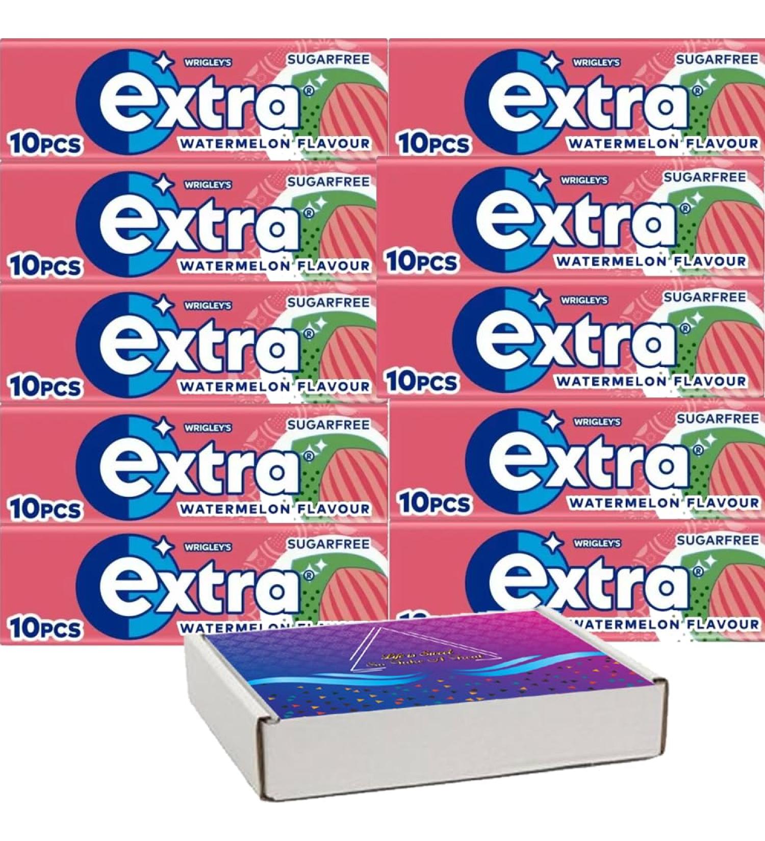 VIMIX Extra Watermelon Flavour Sugar Free Chewing Gum 10 Pieces 14g - Watermelon Flavour Sugarfree Chewing Gum with Sweeteners (10 packs) 1 count (Pack of 1)