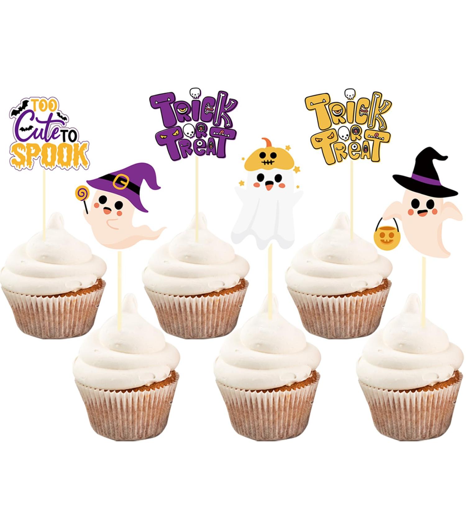 Halloween Cupcake Topper Halloween Baby Shower Cake Picks Little Ghost Too Cute to Spook Trick or Treat Halloween Birthday Party Decorations 24PCS - Buy Online on GoSupps.com