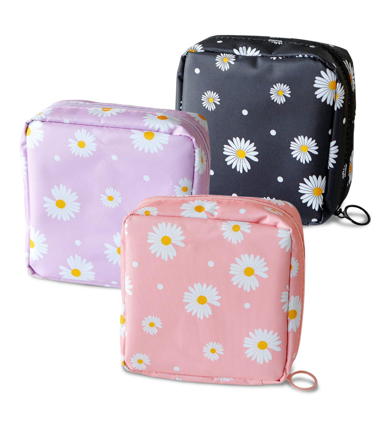 TSHAOUN 3 Pieces Sanitary Napkin Towel Storage Bag Portable Menstrual Cup Pouch Sanitary Napkin Pad Organizer with Zipper Tampons for Girls Women Lady Collect Bag for Coin Lipstick Key (3Colors) - Buy Online on GoSupps.com