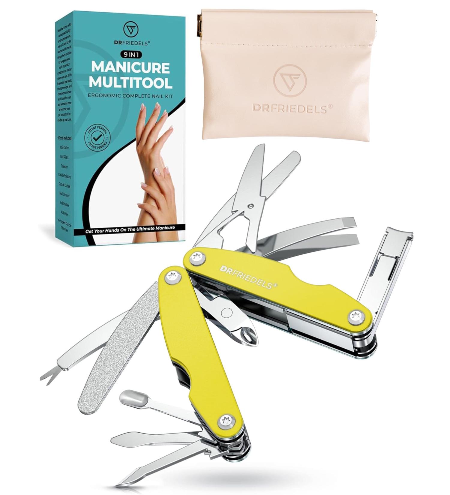 Manicure and Pedicure Kit - 9 in 1 Professional Manicure Set for Women & Men with Cuticle Trimmer Cuticle Remover Cuticle Pusher - Nail Techs & Nail Lovers Manicure Set Professional by DrFriedels Illuminating Yellow - Buy Online on GoSupps.com