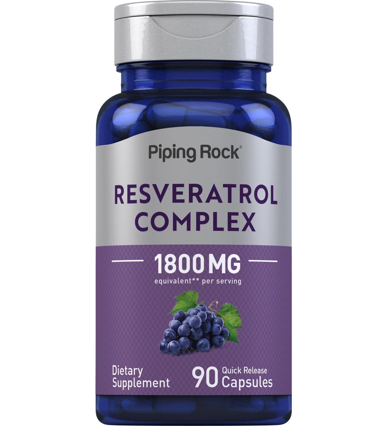 Piping Rock Resveratrol Complex 1800 mg | 90 Capsules | Ultra Potent | Non-GMO Gluten Free Supplement 90 Count (Pack of 1) - Buy Online on GoSupps.com