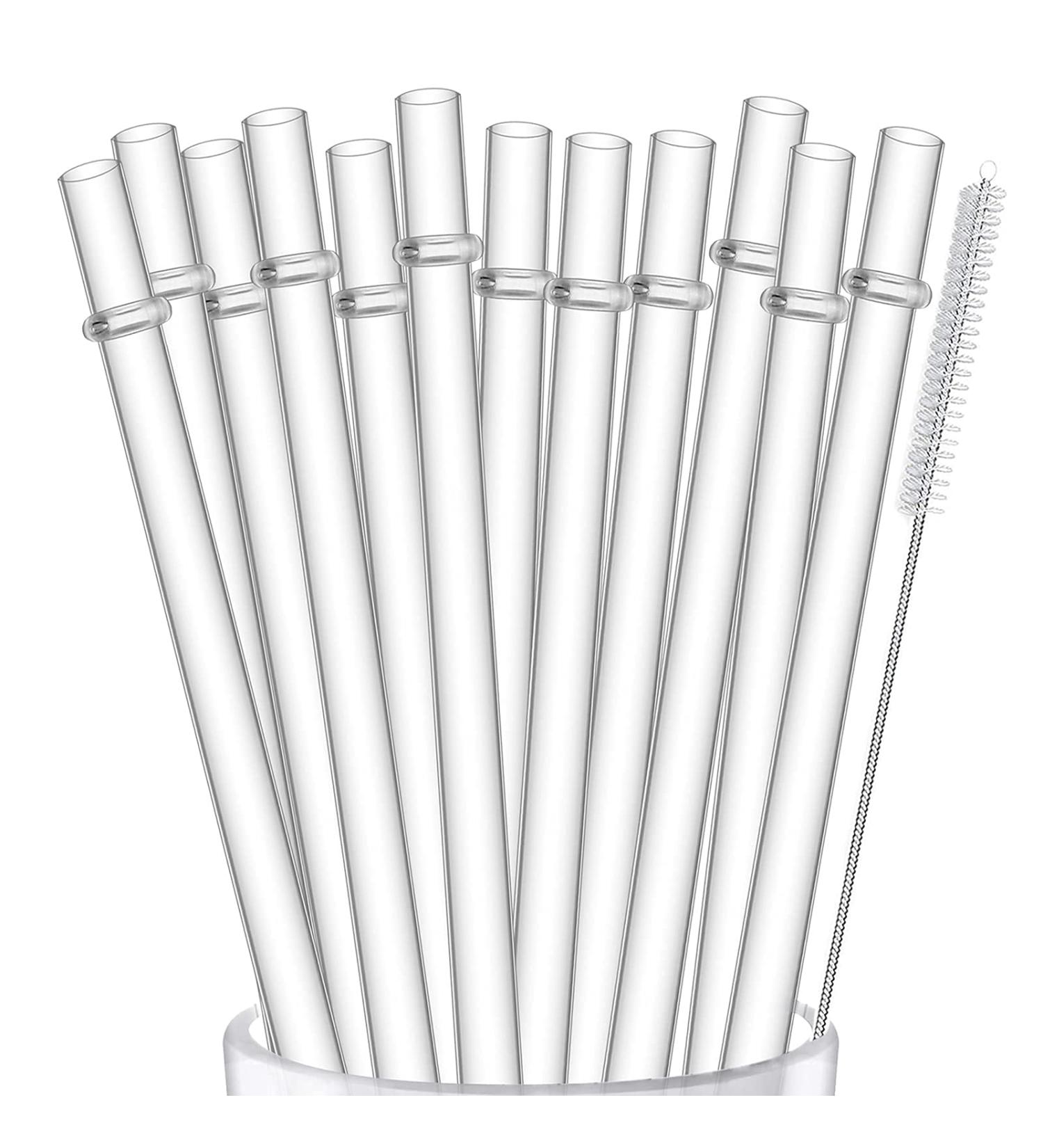 ALINK 12-Pack 10.5 Reusable Clear Plastic Straws with Cleaning Brush - Eco-Friendly Tumbler Straws for Drinks - Pack of 12 - Buy Online on GoSupps.com