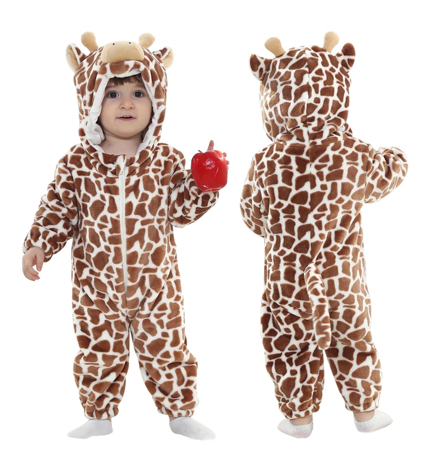 Doladola Unisex Baby Romper Jumpsuit | Hooded Cartoon Sleepsuit | 24-30 Months | Coffee Cow Print - Buy Online on GoSupps.com