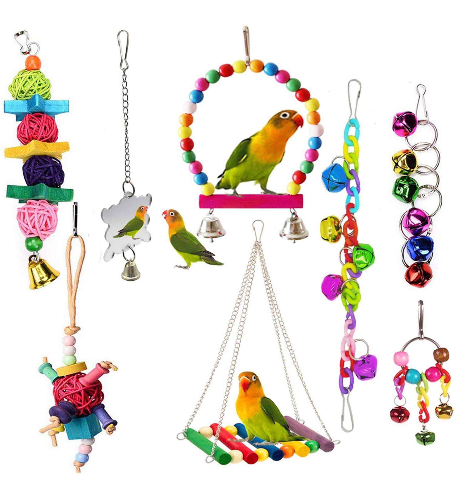 Esrise Bird Toys - Colorful Hanging Wood Bells for Conures Lovebirds & Finch | International Shipping - Buy Online on GoSupps.com