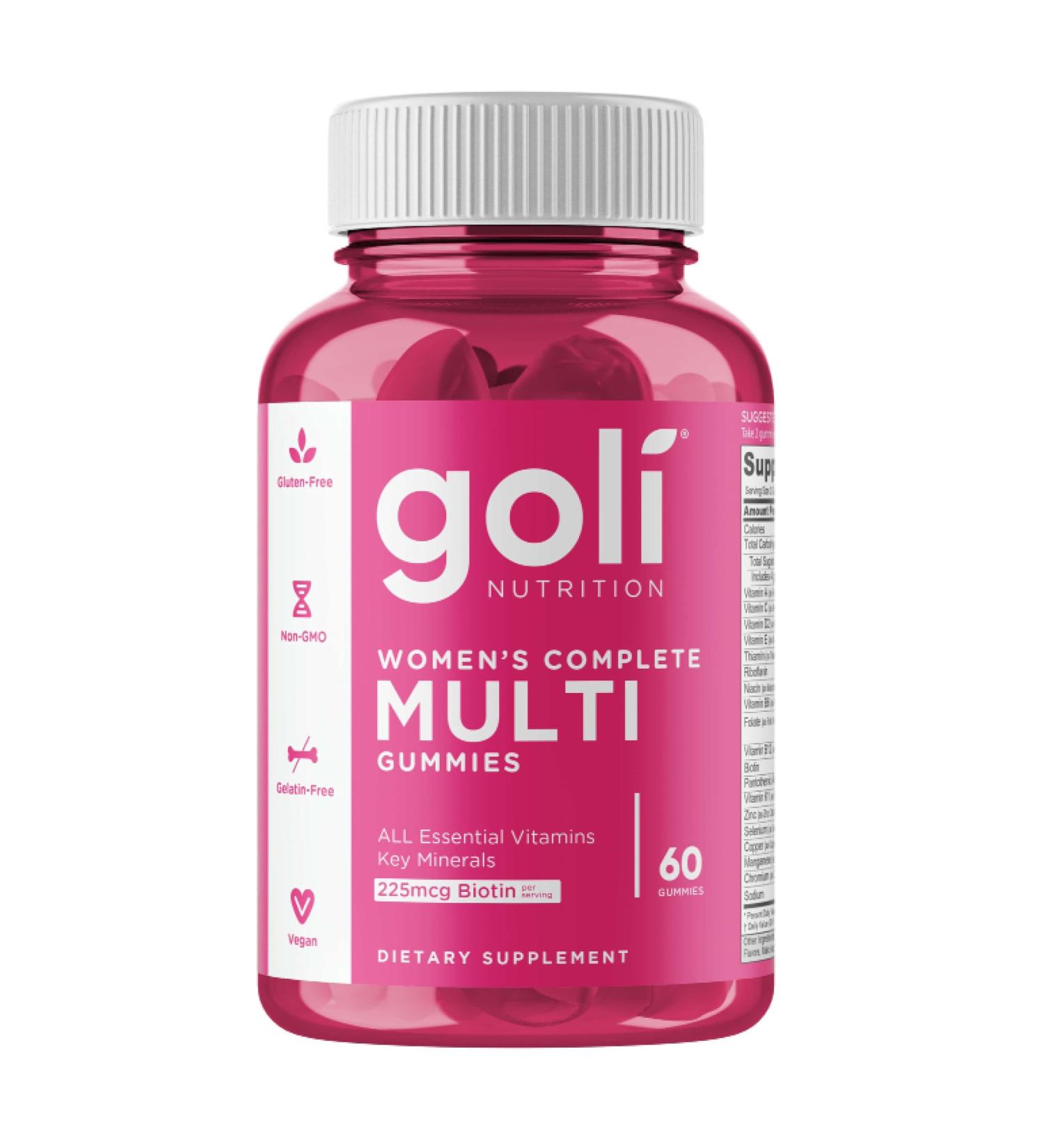 Goli Nutrition Women's Complete Multi Gummis Multivitamin for Women 60 Vegan Gums Gelatin Free Vegetarian Gluten Free Soy Free Non-GMO - Buy Online on GoSupps.com